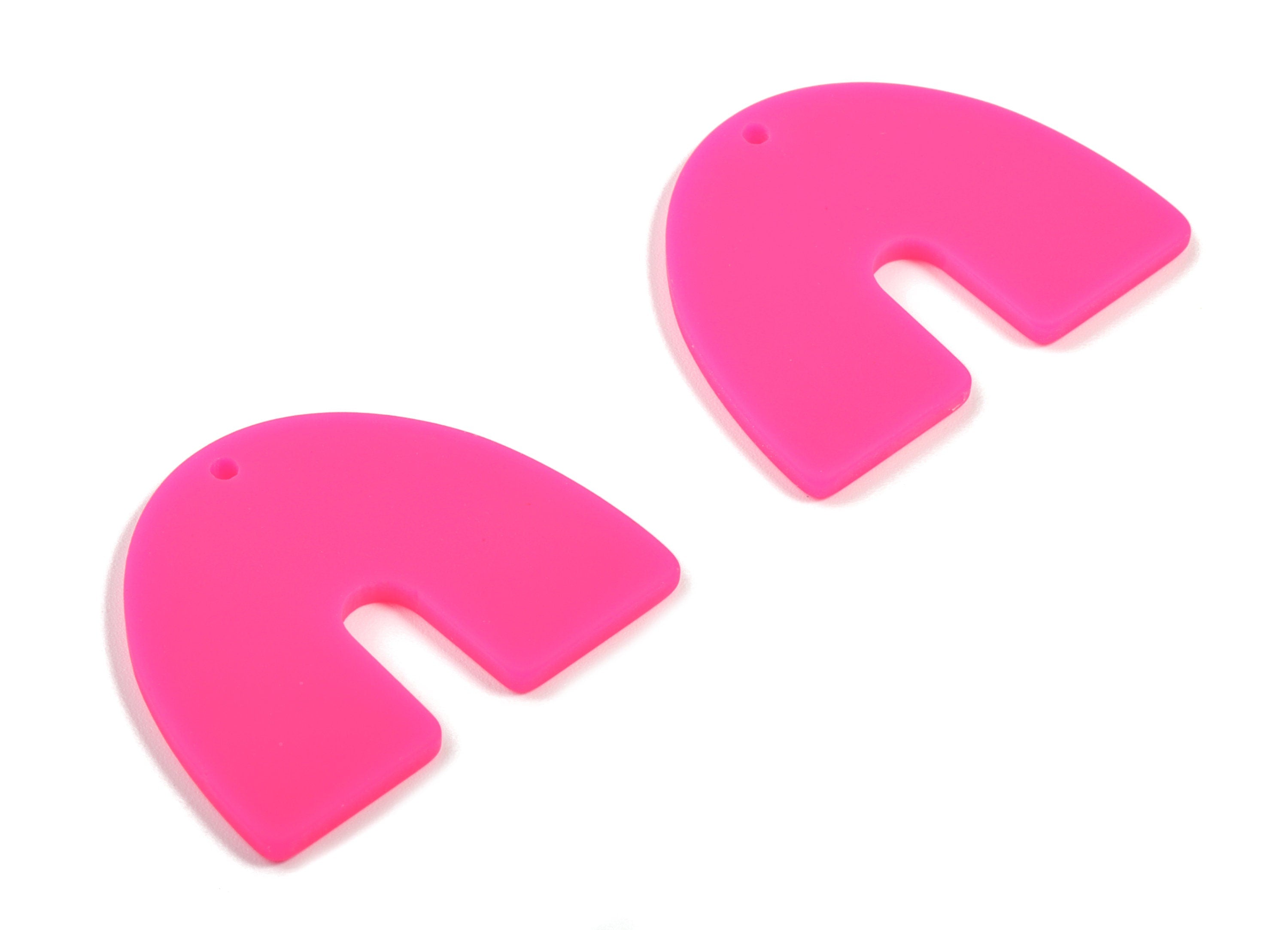 Acrylic U Earring Charms - Matte Mini Geometric Earring - Jewelry Supplies - 3 Holes - Color Code:A472 - 30.96x24.62x2.19mm - AC1894G - DOMEDBAZAAR