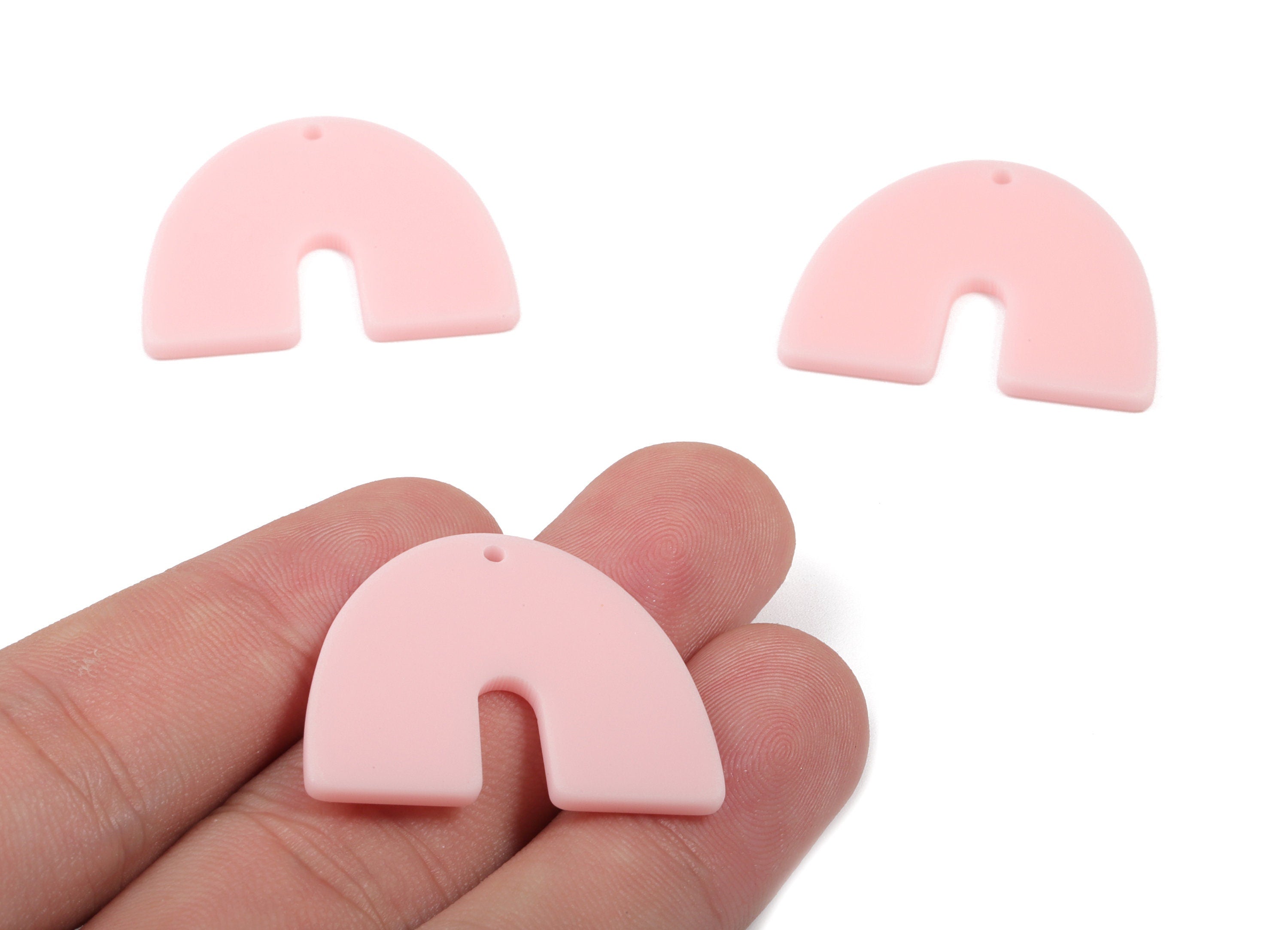 Acrylic U Earring Charms - Matte Mini Geometric Earring - Jewelry Supplies - 3 Holes - Color Code:A473 - 30.96x24.62x2.19mm - AC1894J - DOMEDBAZAAR