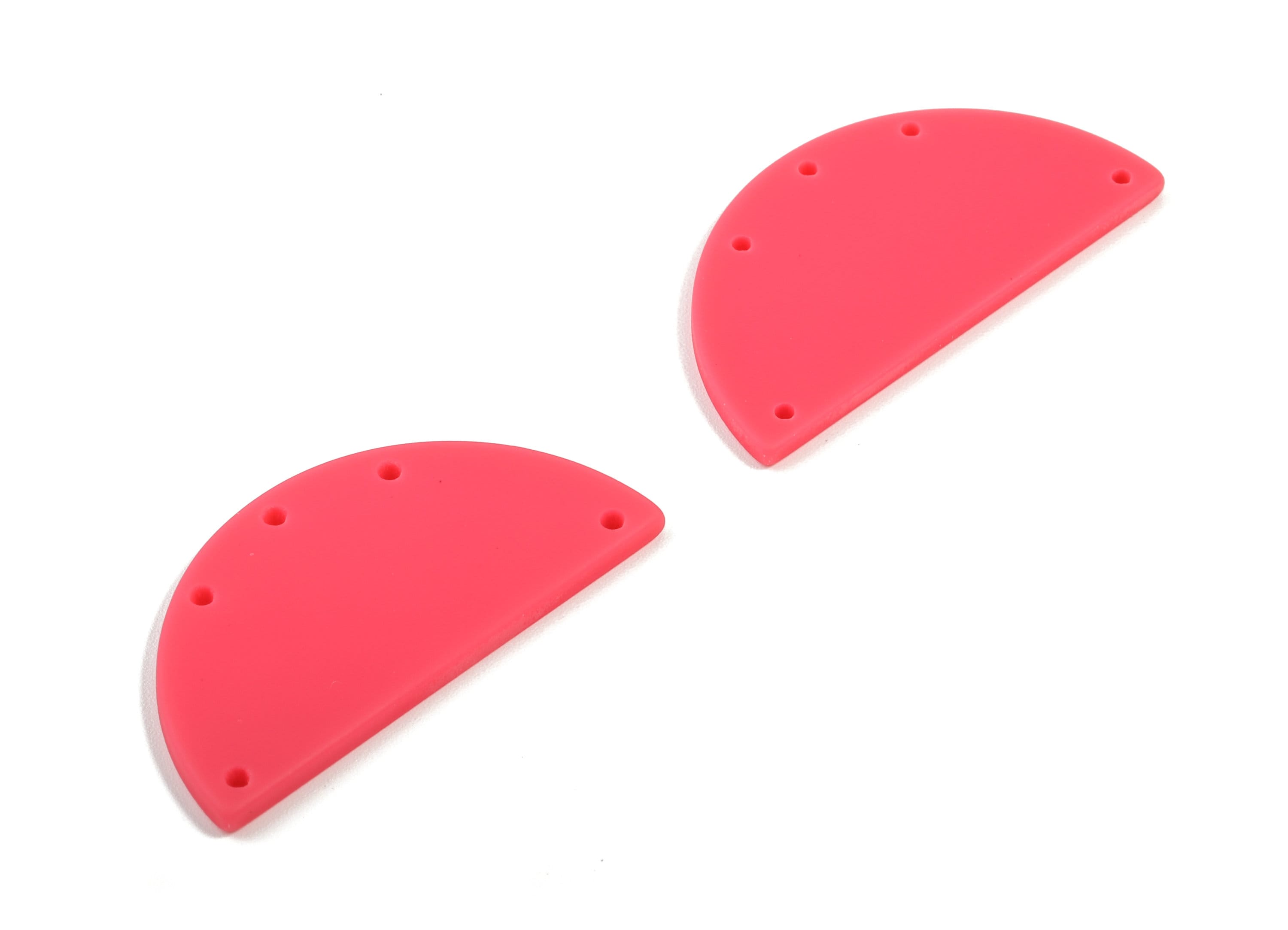 Acrylic Semi Circle Earring Connector - Matte Half Moon Charms - 5 Holes - Jewelry Supplies - Color Code:A477 - 37.55x18.7x2.21mm - AC1879A - DOMEDBAZAAR