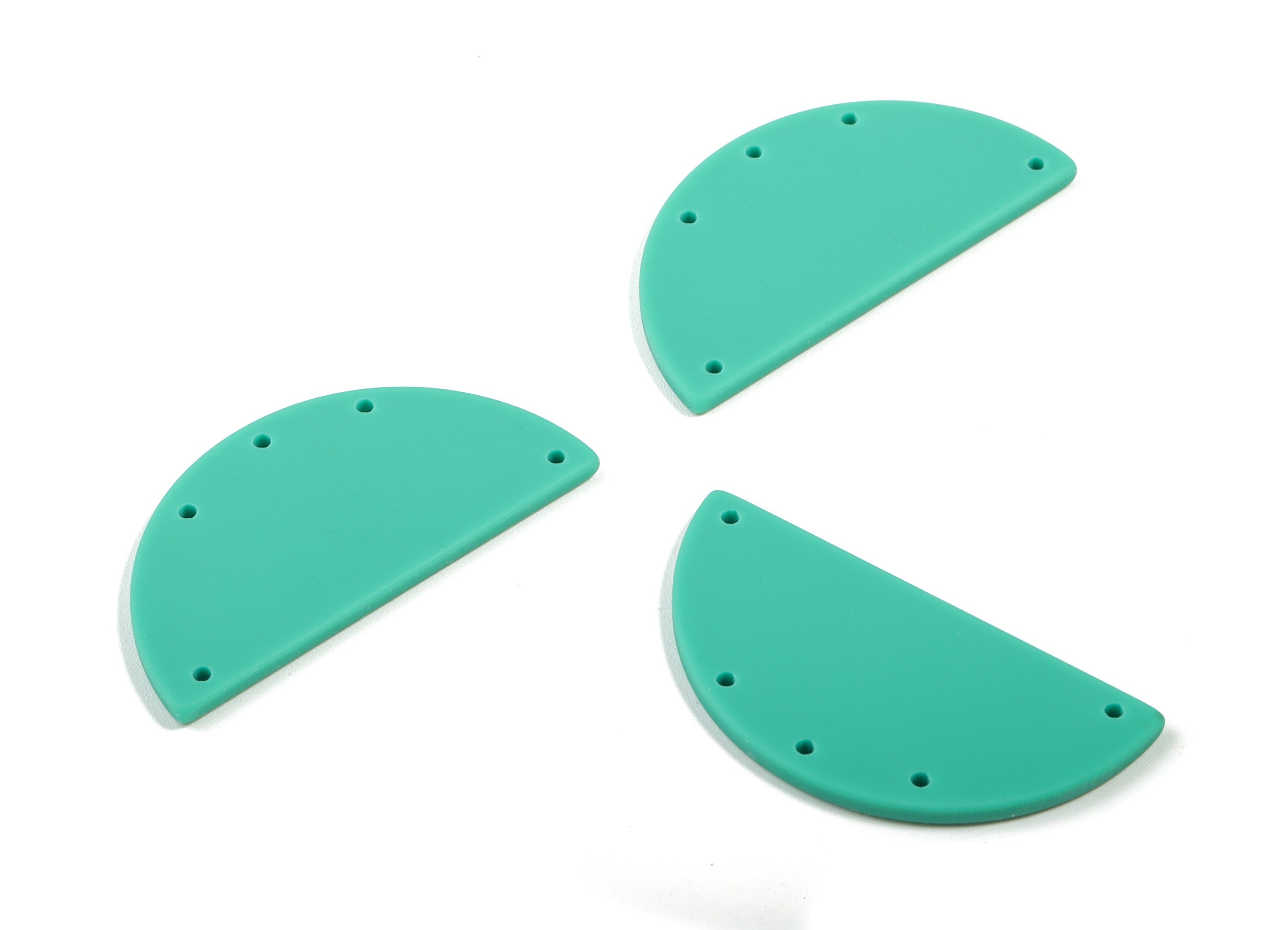 Acrylic Semi Circle Earring Connector - Matte Half Moon Charms - 5 Holes - Jewelry Supplies - Color Code:A478 - 37.55x18.7x2.21mm - AC1879D - DOMEDBAZAAR