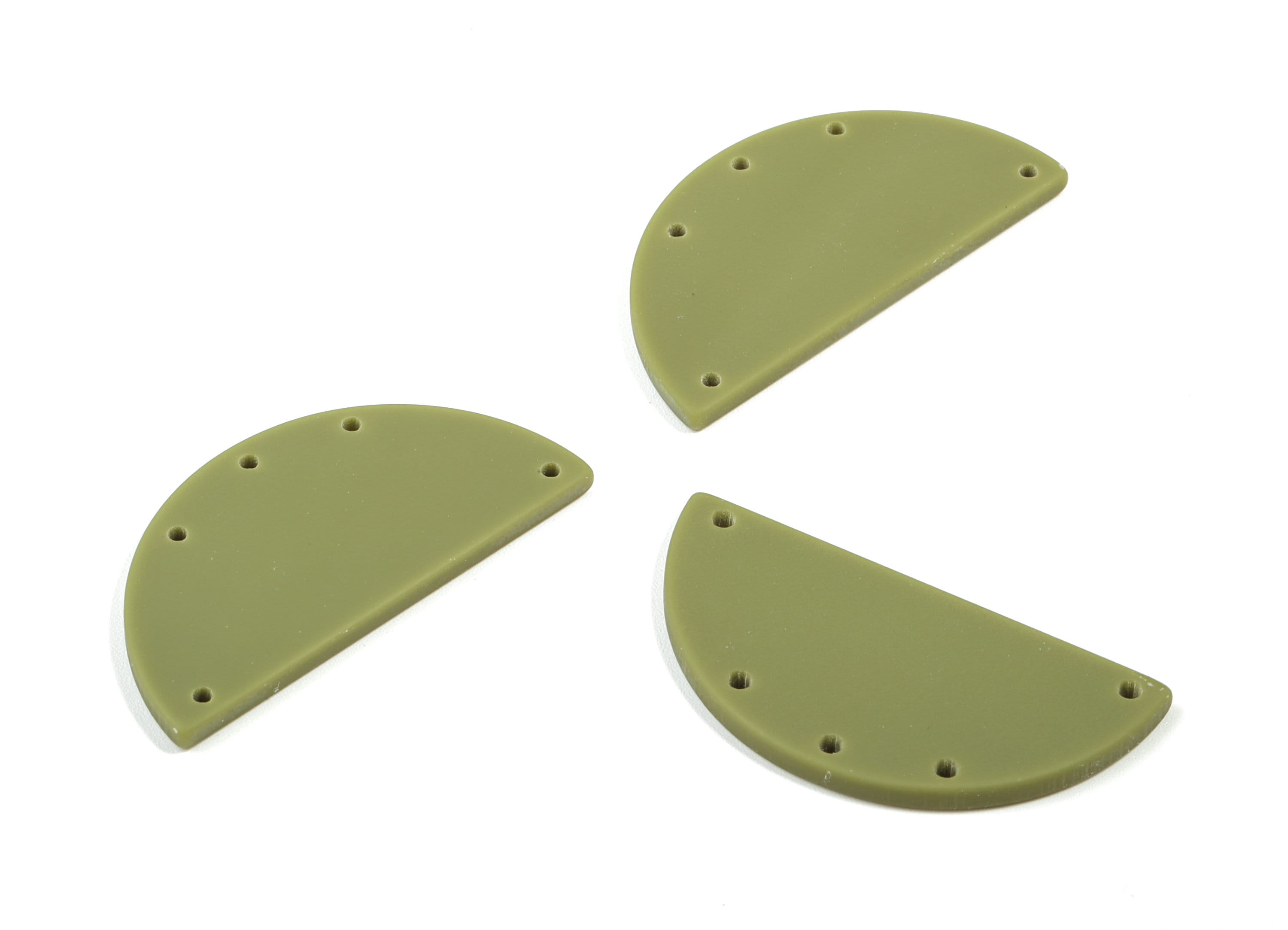 Acrylic Semi Circle Earring Connector - Matte Half Moon Charms - 5 Holes - Jewelry Supplies - Color Code:A476 - 37.55x18.7x2.21mm - AC1879B - DOMEDBAZAAR