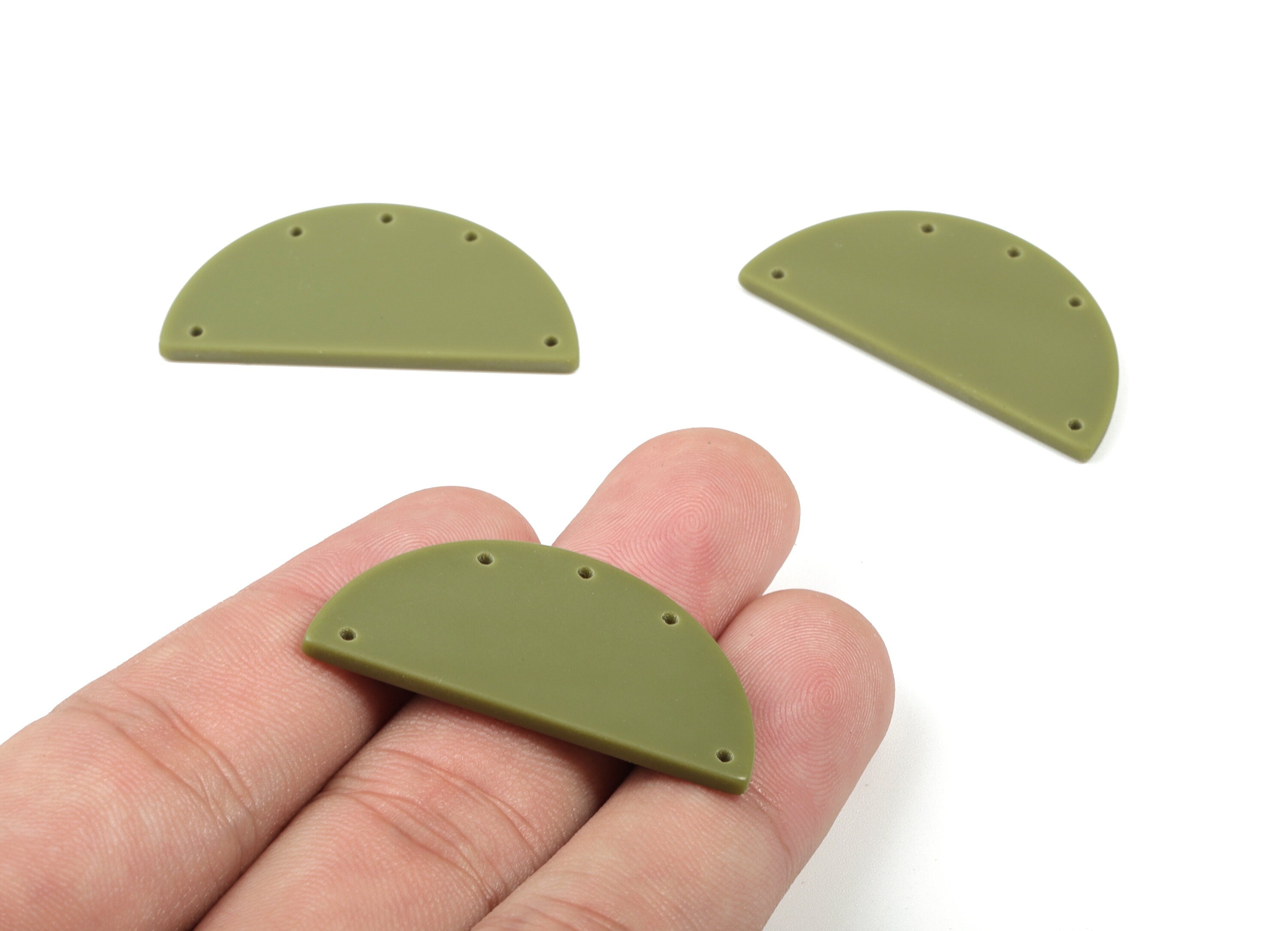 Acrylic Semi Circle Earring Connector - Matte Half Moon Charms - 5 Holes - Jewelry Supplies - Color Code:A476 - 37.55x18.7x2.21mm - AC1879B - DOMEDBAZAAR