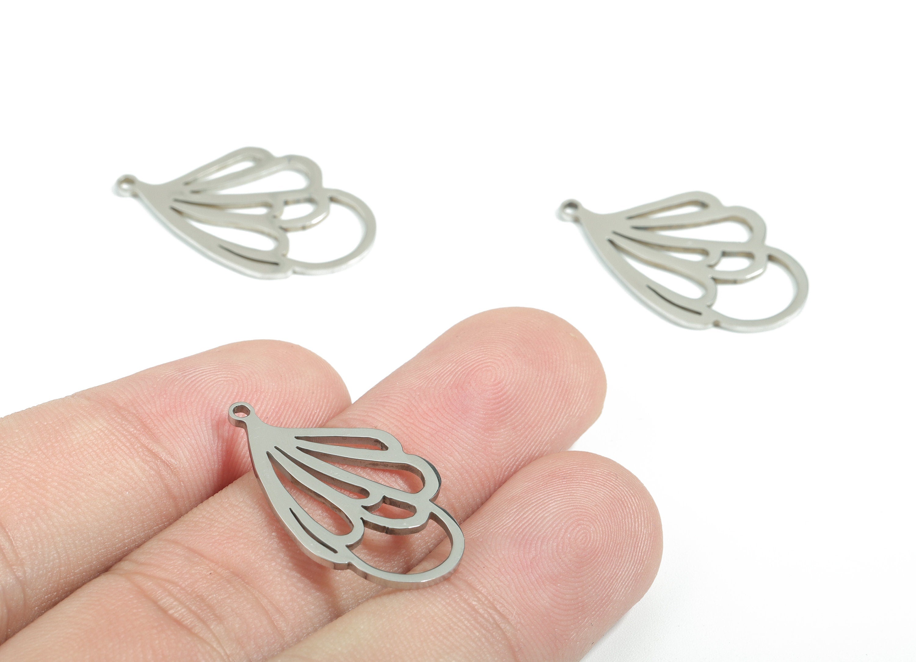 Stainless Steel Leaf Charms - Leaf Earrings and Pendant - Bracelet Pendant - Earring Findings - Jewelry Supplies - 26.9x16.3x0.95mm - SS1176 - DOMEDBAZAAR