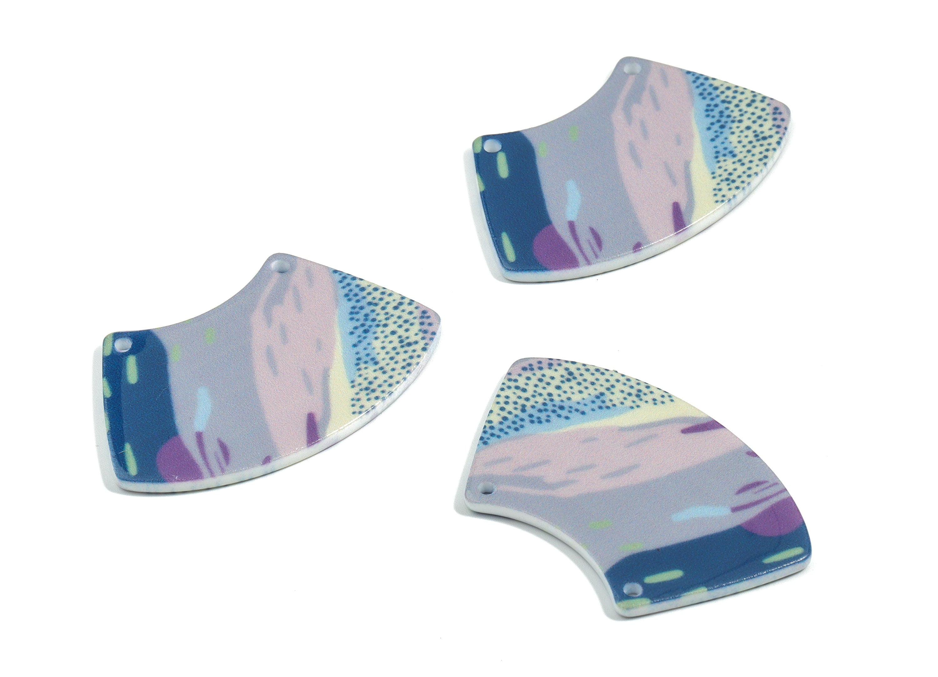 Acrylic Trapezoid Connector - Printing Geometric Acrylic Charms - Jewelry Supplies - Color Code: B1 - 42.64x27.12x2.23mm - AC1871-B1 - DOMEDBAZAAR
