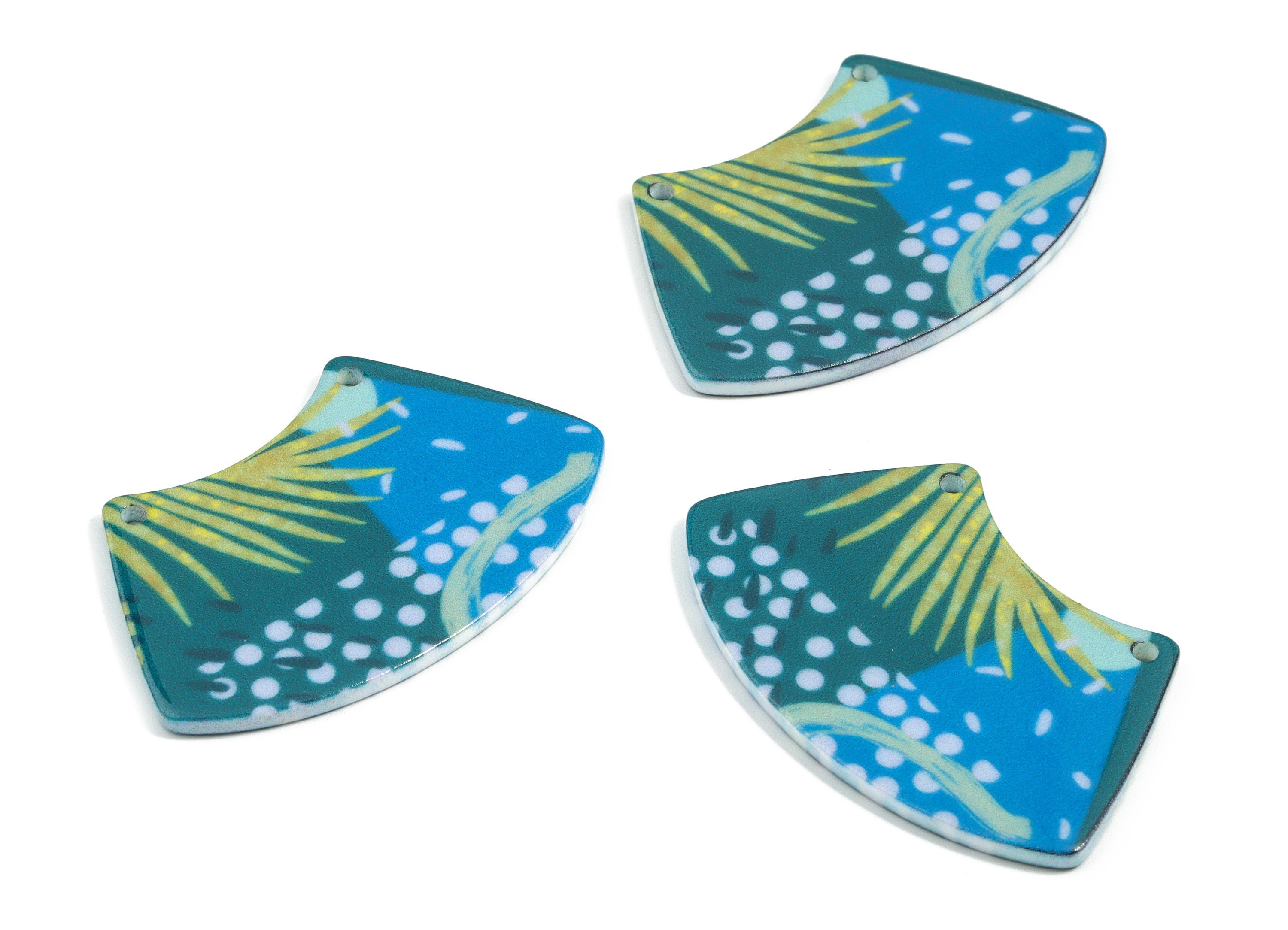 Acrylic Trapezoid Connector - Printing Geometric Acrylic Charms - Jewelry Supplies - Color Code: B2 - 42.5x26.96x2.16mm - AC1871-B2 - DOMEDBAZAAR