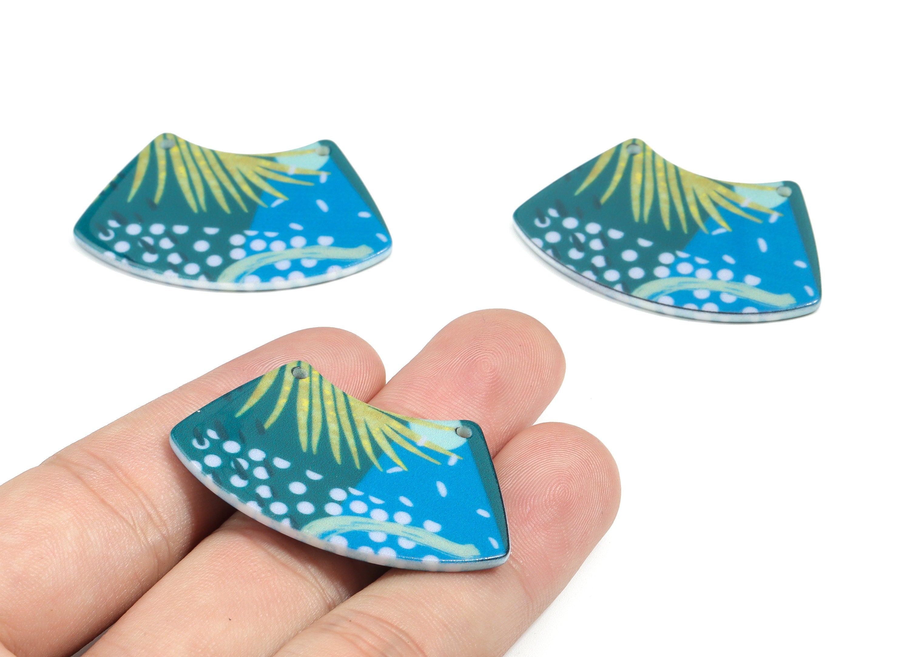 Acrylic Trapezoid Connector - Printing Geometric Acrylic Charms - Jewelry Supplies - Color Code: B2 - 42.5x26.96x2.16mm - AC1871-B2 - DOMEDBAZAAR