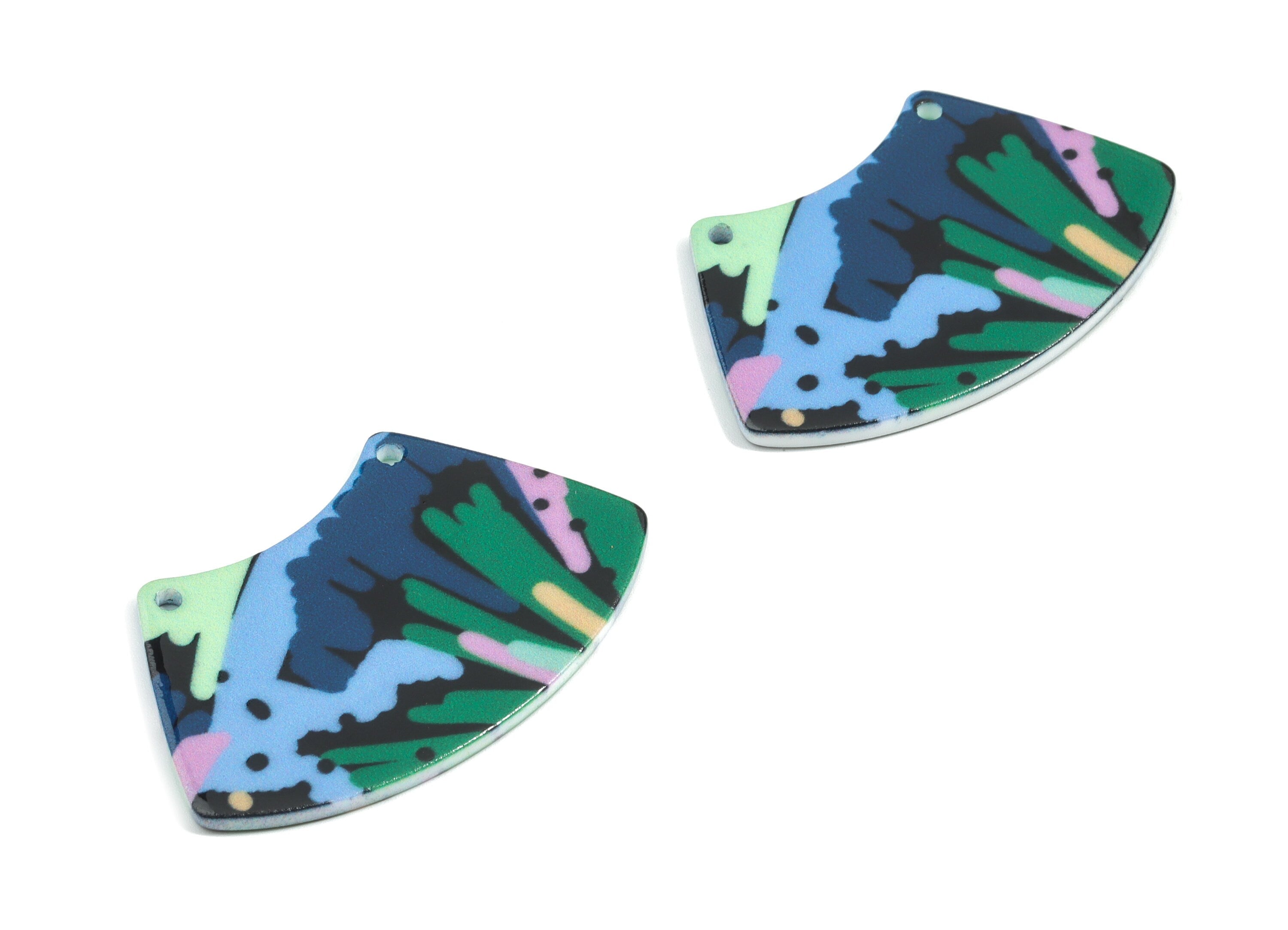 Acrylic Trapezoid Connector - Printing Geometric Acrylic Charms - Jewelry Supplies - Color Code: B3 - 42.6x27.16x2.29mm - AC1871-B3 - DOMEDBAZAAR