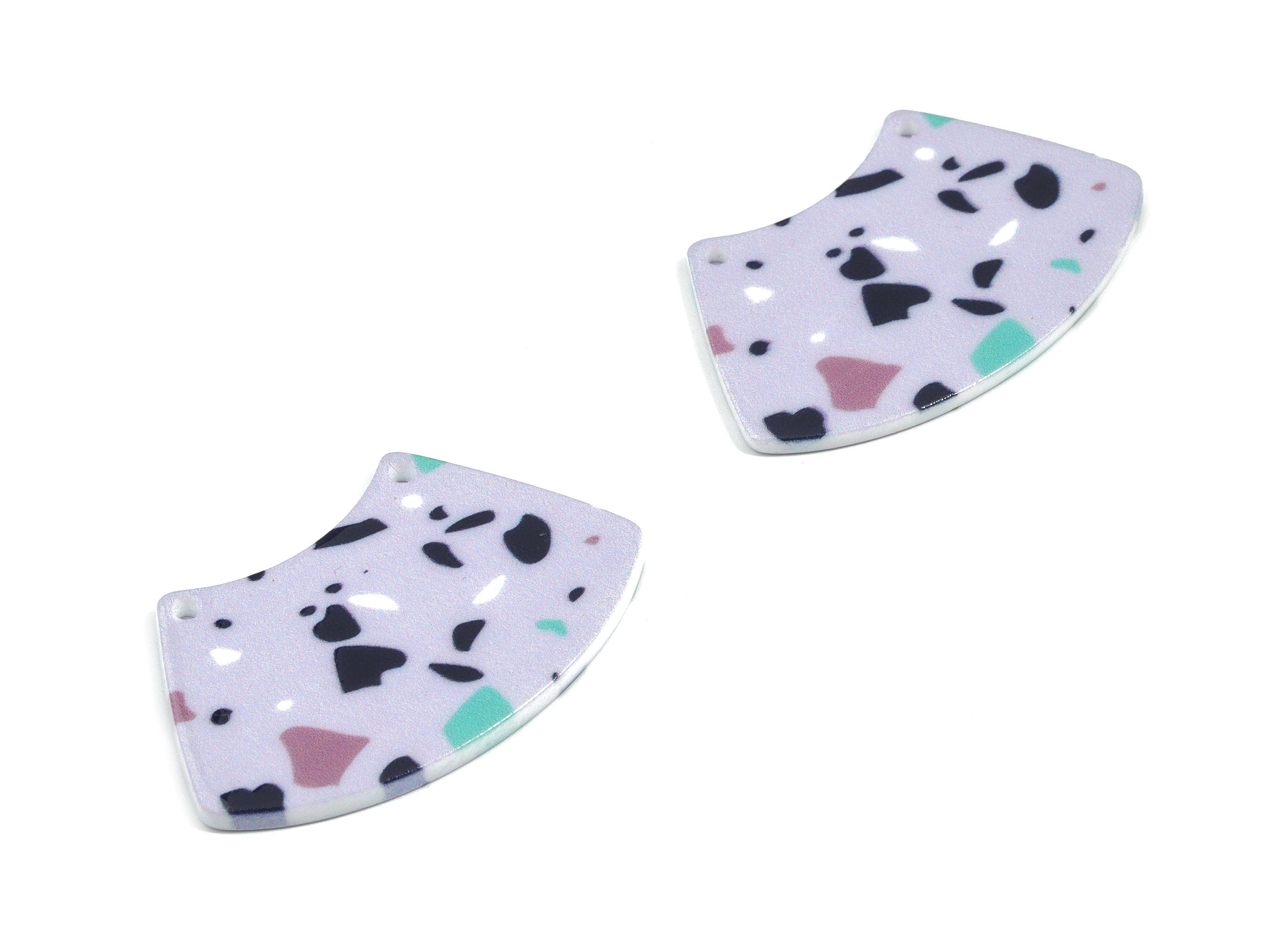 Acrylic Trapezoid Connector - Printing Geometric Acrylic Charms - Jewelry Supplies - Color Code: B4 - 42.6x26.9x2.26mm - AC1871-B4 - DOMEDBAZAAR