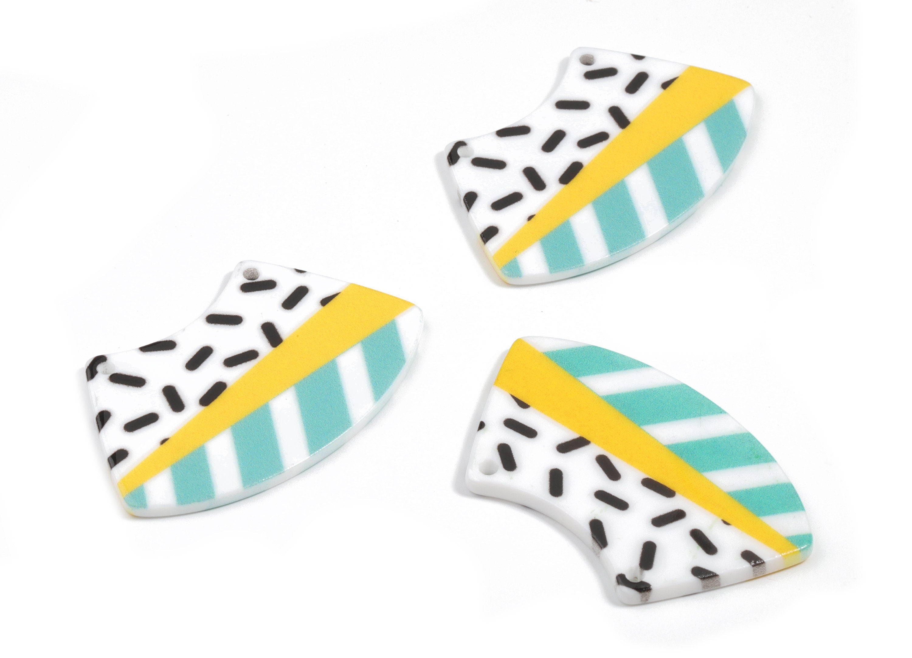 Acrylic Trapezoid Connector - Printing Geometric Acrylic Charms - Jewelry Supplies - Color Code: B5 - 42.55x26.96x2.13mm - AC1871-B5 - DOMEDBAZAAR