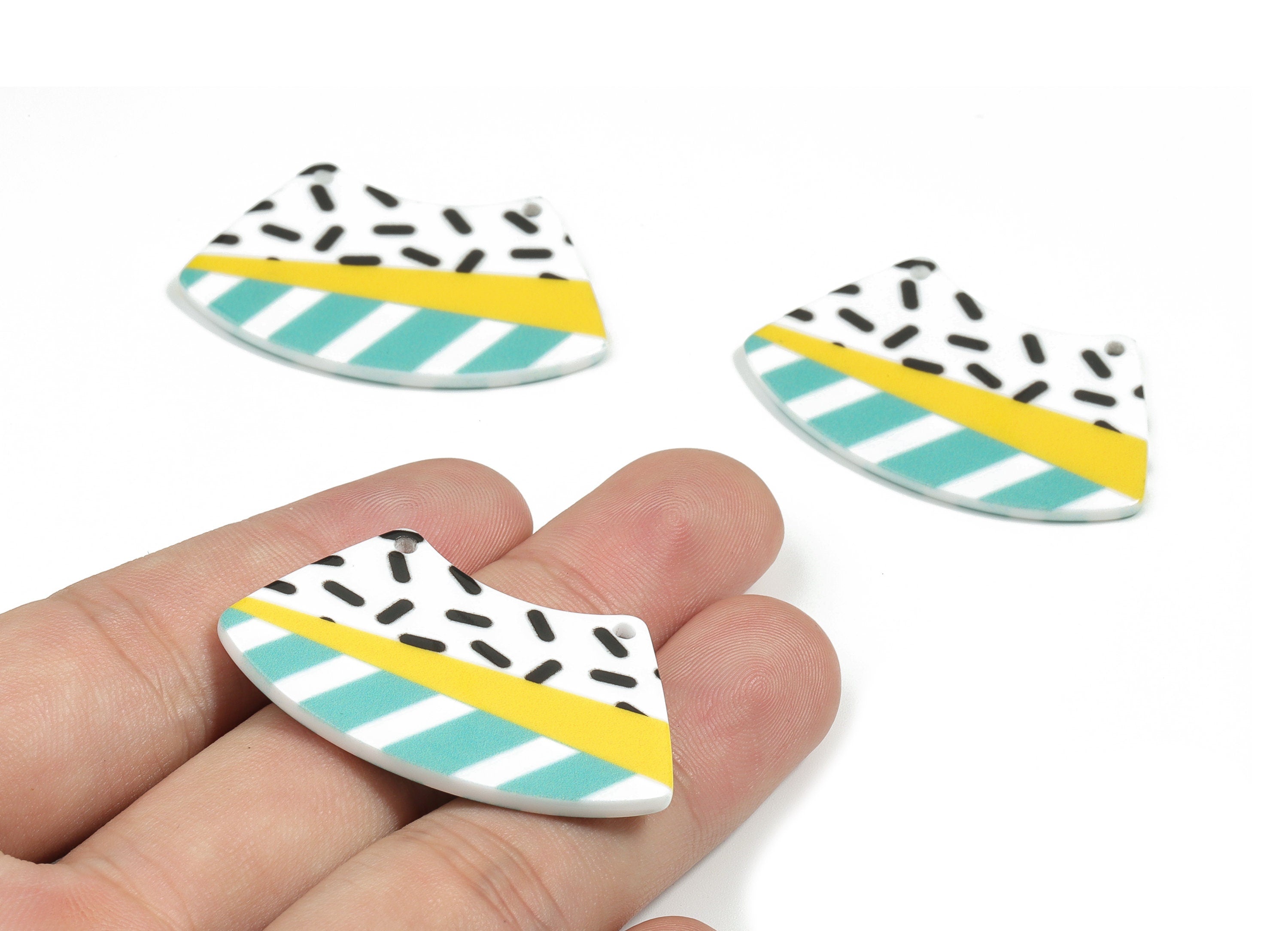 Acrylic Trapezoid Connector - Printing Geometric Acrylic Charms - Jewelry Supplies - Color Code: B5 - 42.55x26.96x2.13mm - AC1871-B5 - DOMEDBAZAAR