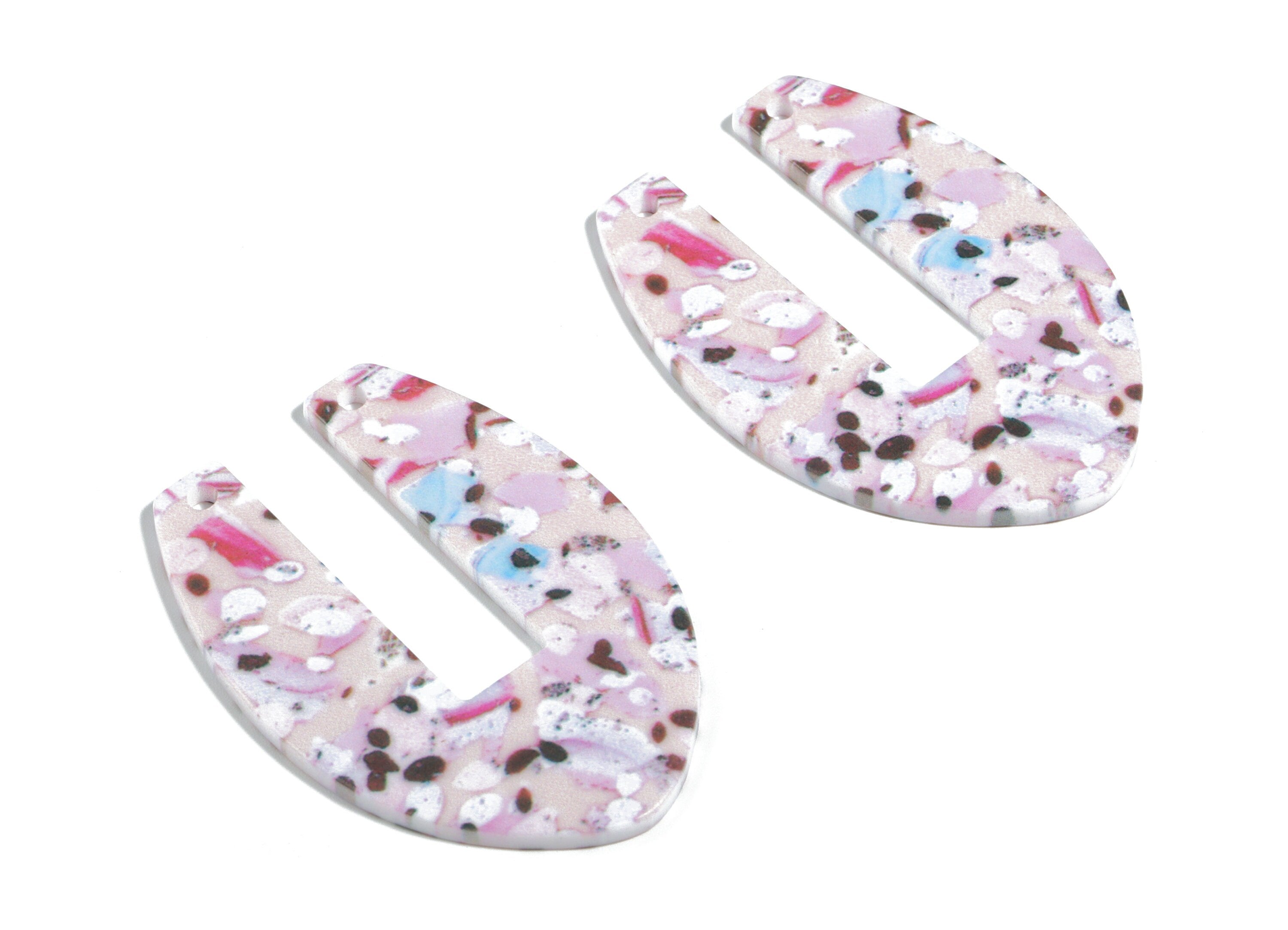 Acrylic U Connector - Printing Geometric Acrylic Charms - Jewelry Supplies - Color Code: B11 - 50.1x35.38x2.39mm - AC1873-B11 - DOMEDBAZAAR