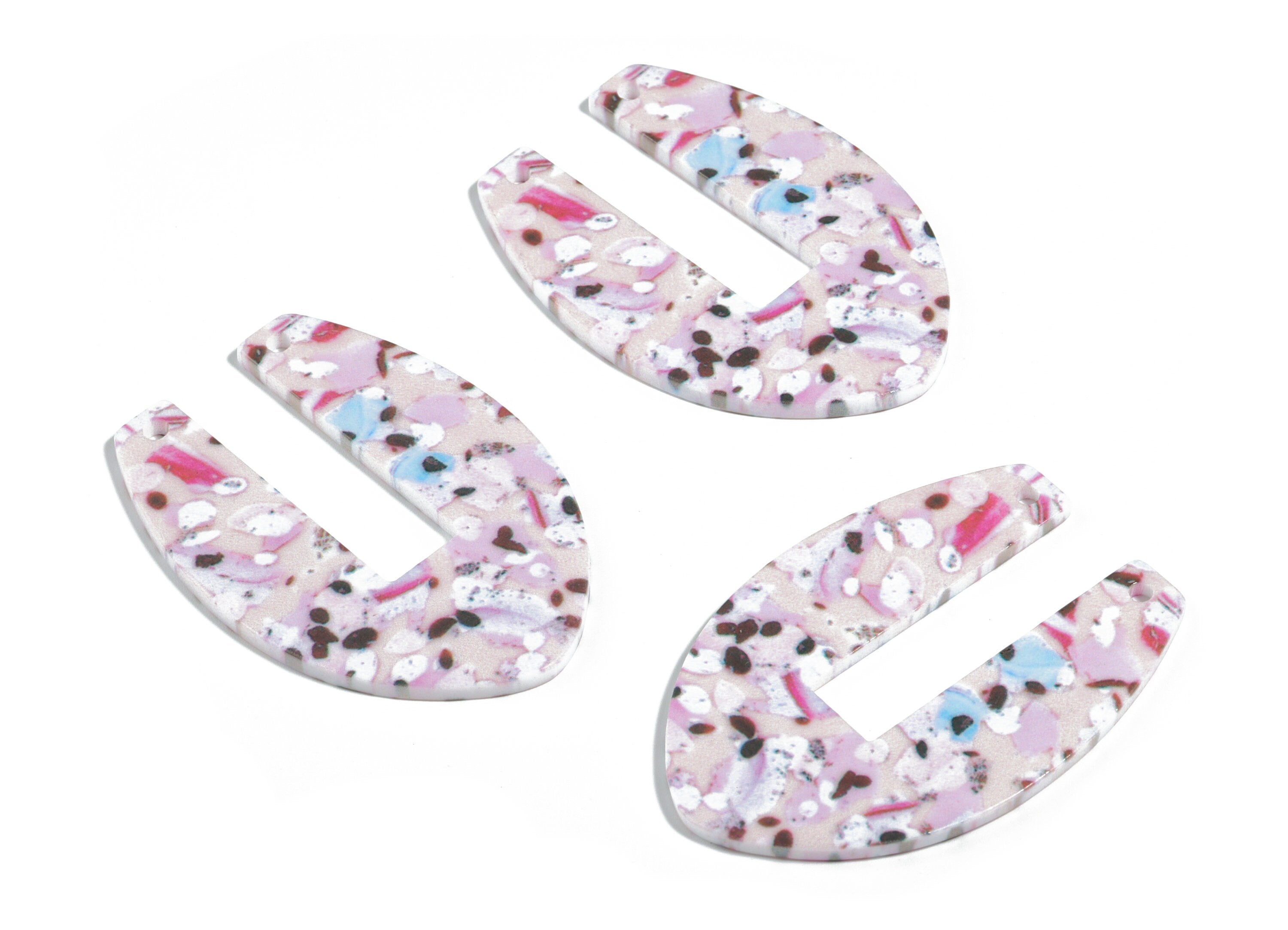 Acrylic U Connector - Printing Geometric Acrylic Charms - Jewelry Supplies - Color Code: B11 - 50.1x35.38x2.39mm - AC1873-B11 - DOMEDBAZAAR