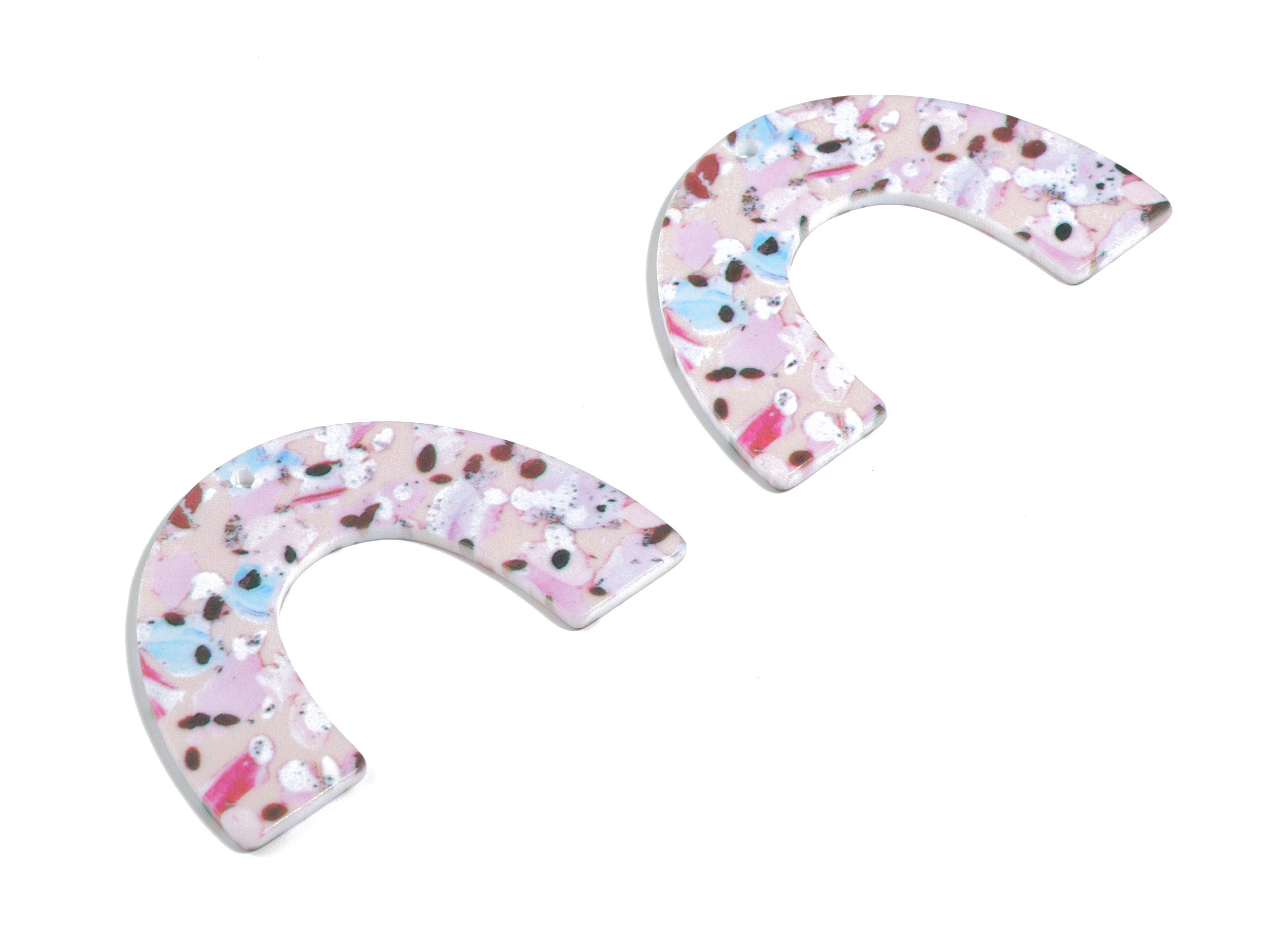 Acrylic U Earring Charms - Printing Geometric Acrylic Pendant - Jewelry Supplies - Color Code: B11 - 50.11x35.16x2.2mm - AC1872-B11 - DOMEDBAZAAR