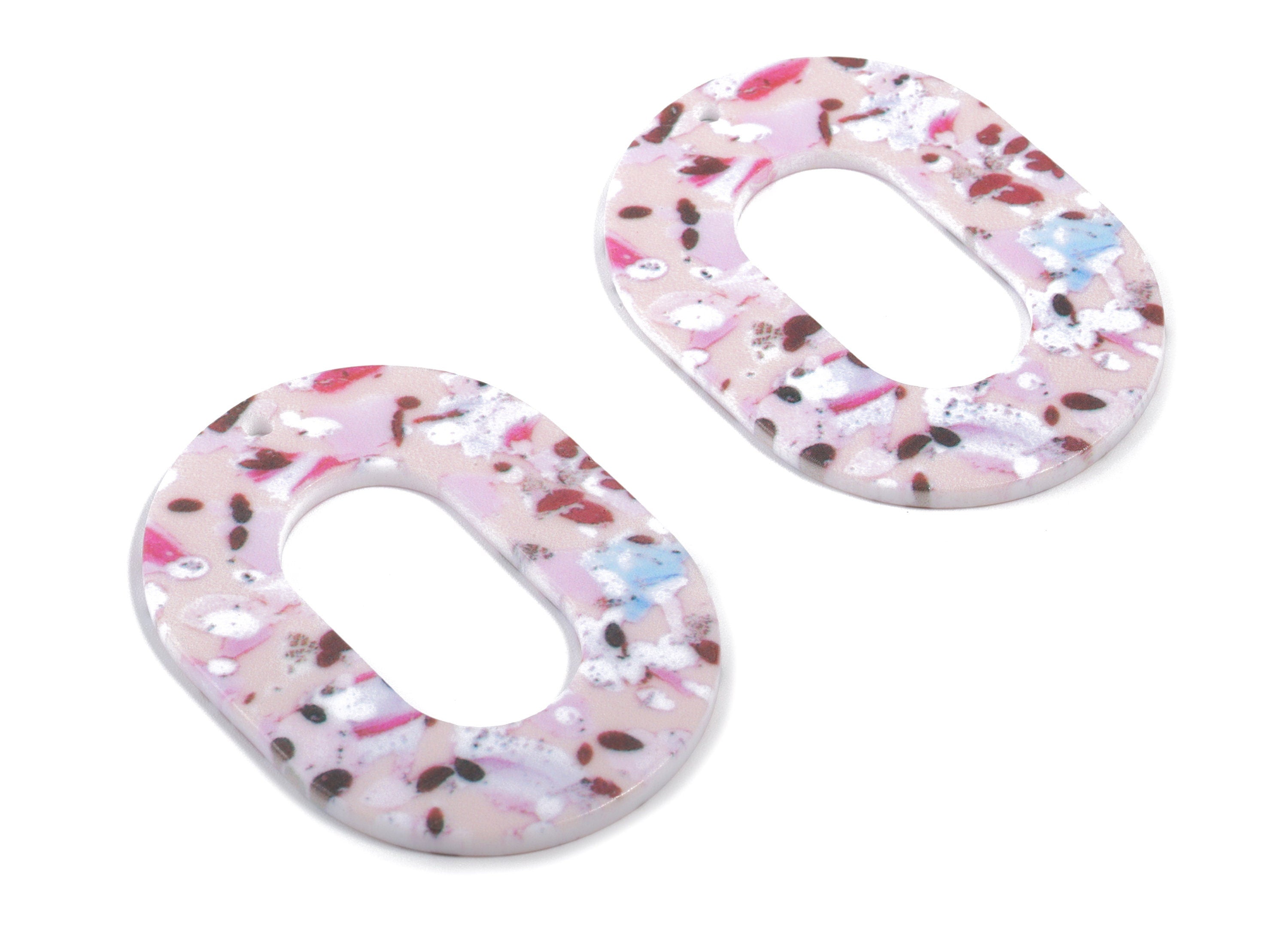 Acrylic Oval Earring Charms - Printing Oval Acrylic Pendant - Jewelry Supplies - Color Code: B11 - 46.7x34.78x1.22mm - AC1927-B11 - DOMEDBAZAAR