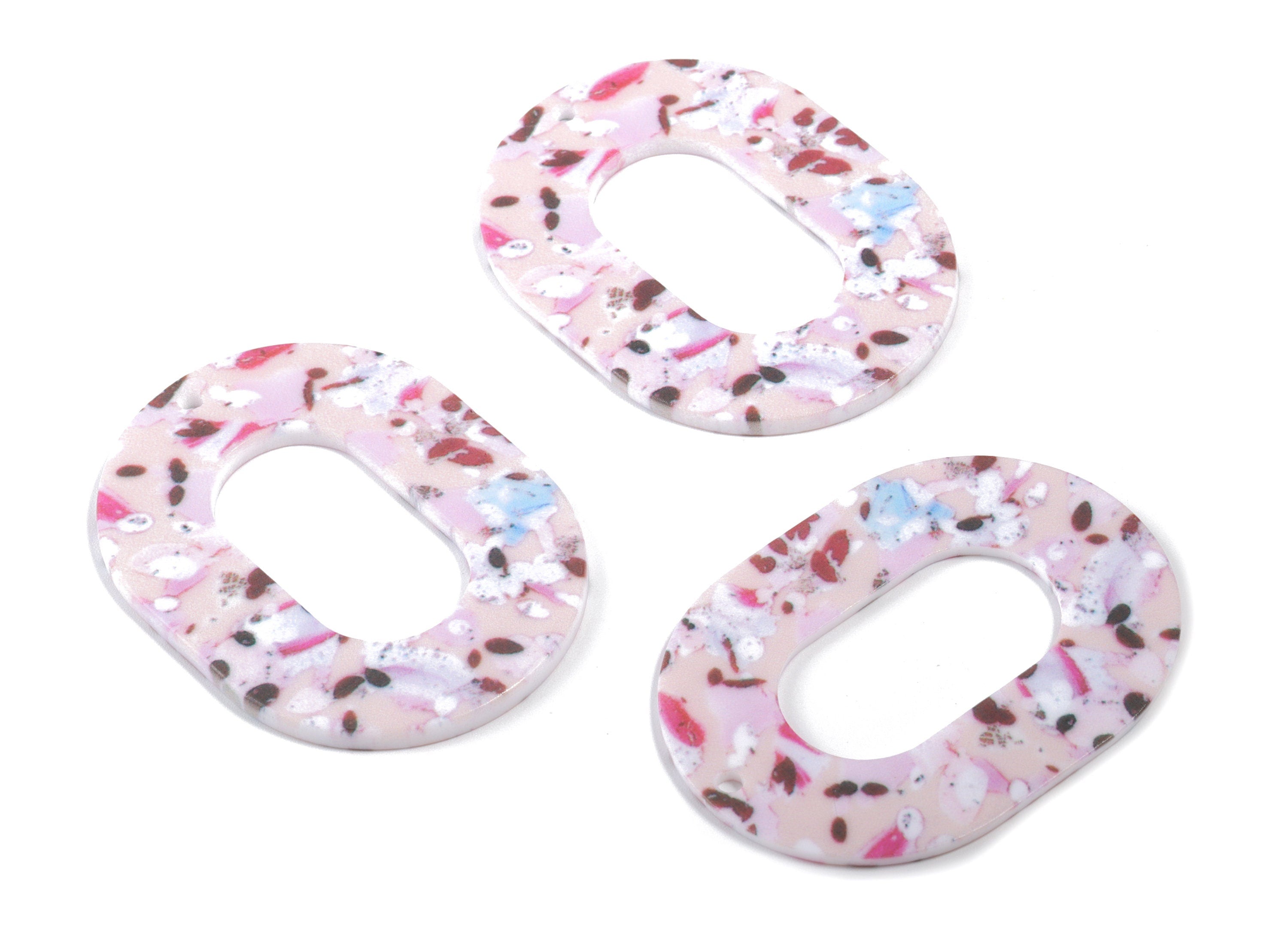 Acrylic Oval Earring Charms - Printing Oval Acrylic Pendant - Jewelry Supplies - Color Code: B11 - 46.7x34.78x1.22mm - AC1927-B11 - DOMEDBAZAAR