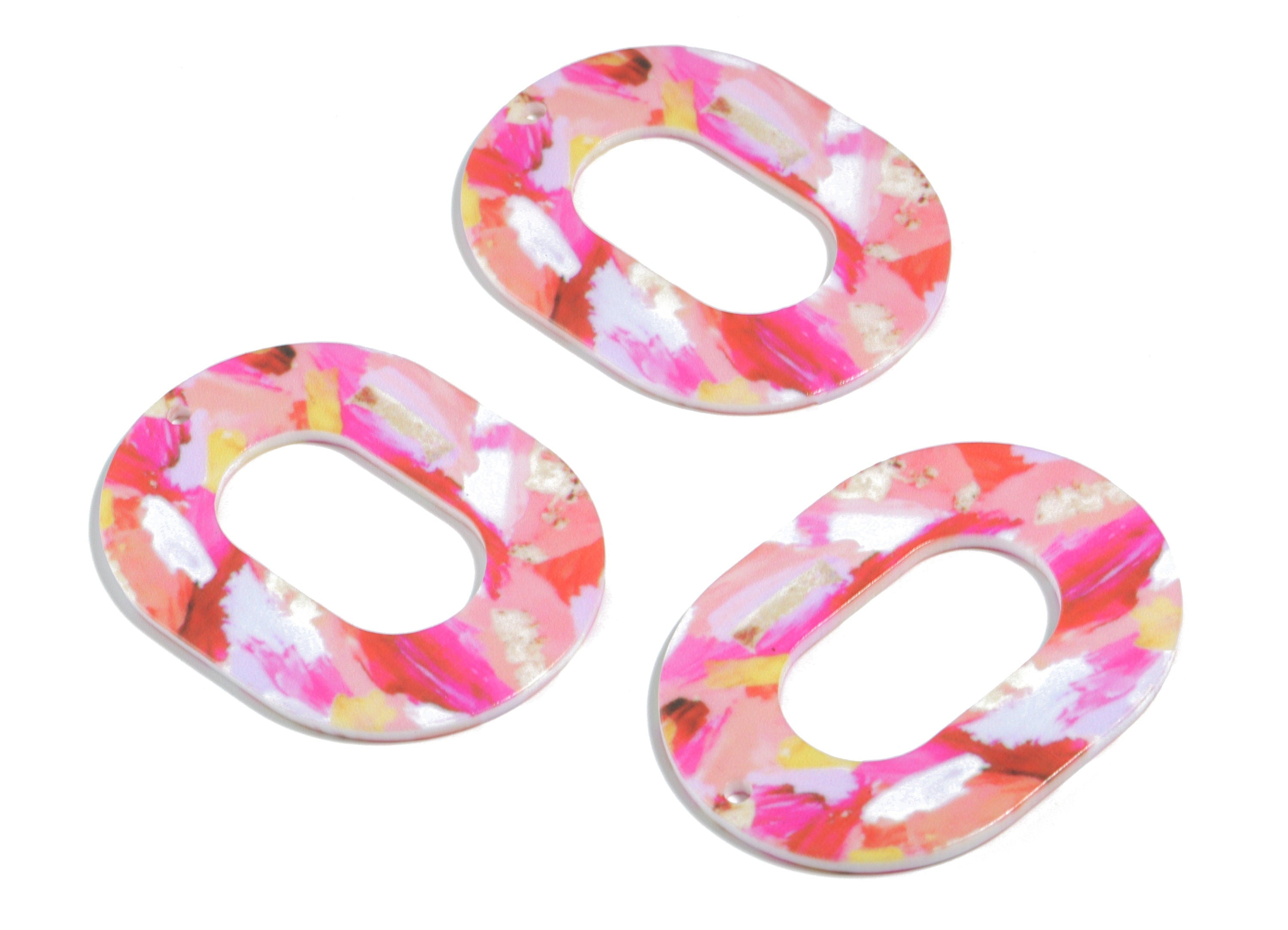 Acrylic Oval Earring Charms - Printing Oval Acrylic Pendant - Jewelry Supplies - Color Code: B13 - 46.7x34.78x1.22mm - AC1927-B13 - DOMEDBAZAAR