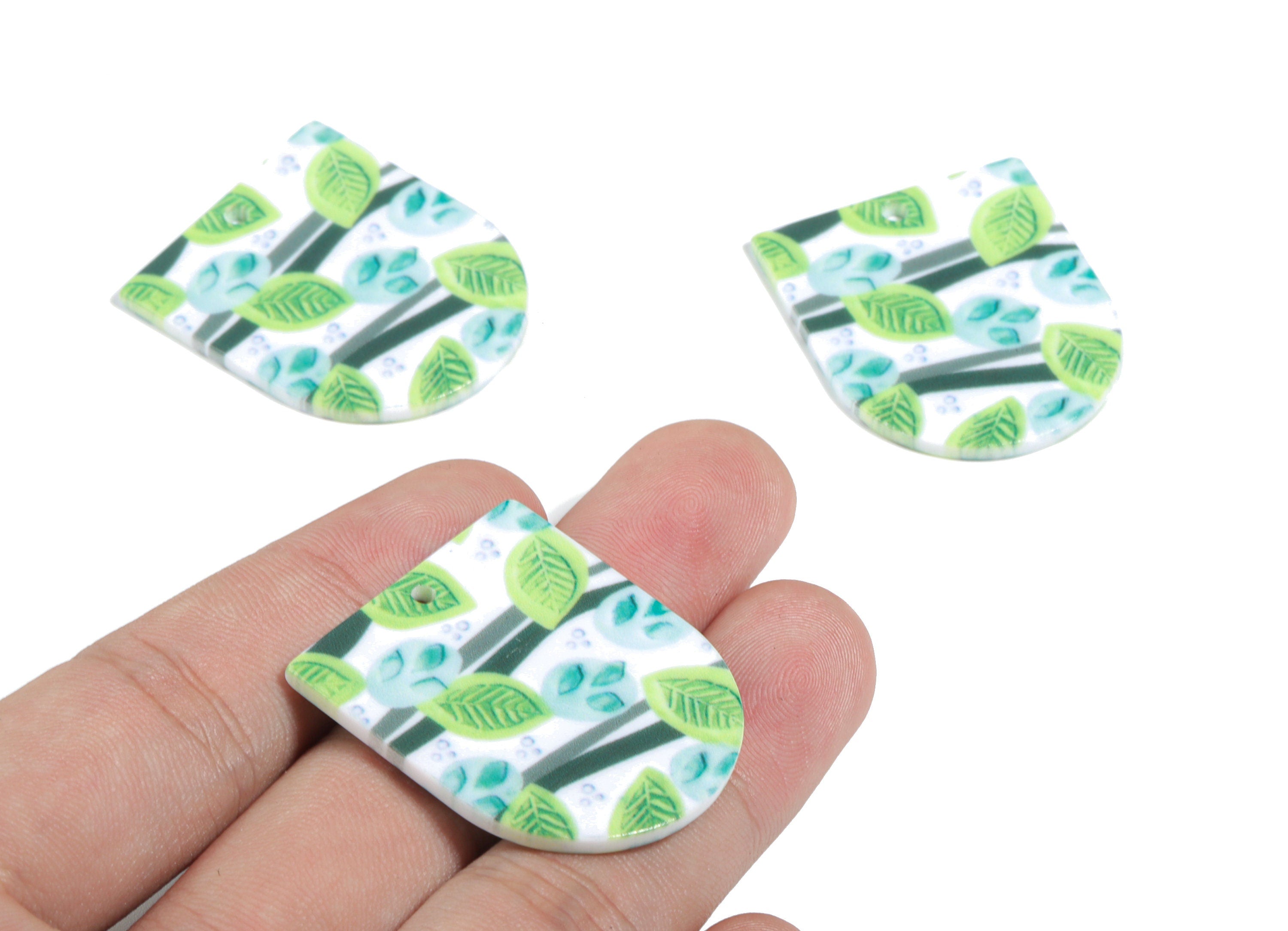 Acrylic D Earring Charms - Printing Semi Circle Acrylic Pendant - Jewelry Supplies - Color Code: B10 - 35.11x29.82x2.58mm - AC1929-B10 - DOMEDBAZAAR