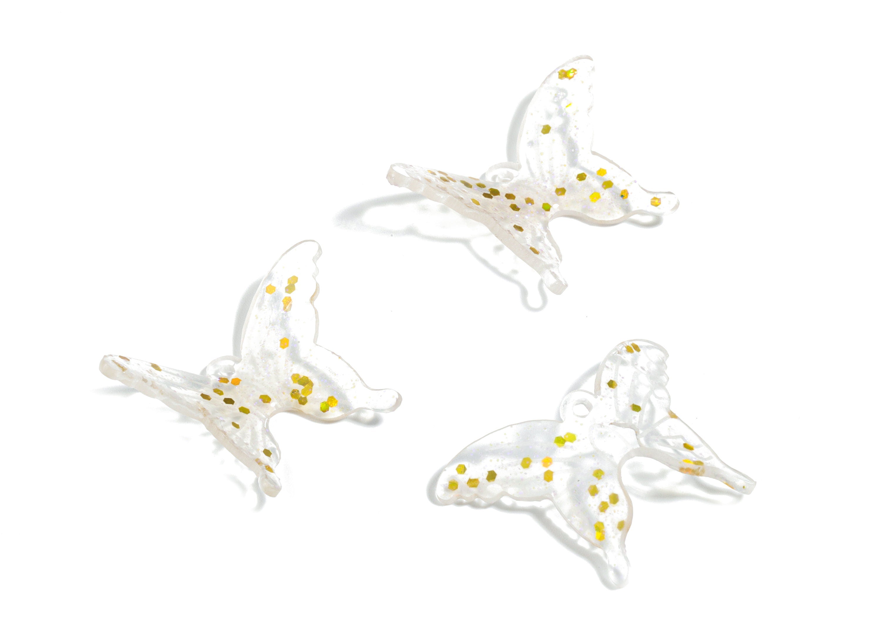 Acrylic Butterfly Earring Charms - Yellow Butterfly Pendant - Earring Findings - Jewelry Supplies - 31.22x22.21x2.49mm - AC1919B - DOMEDBAZAAR