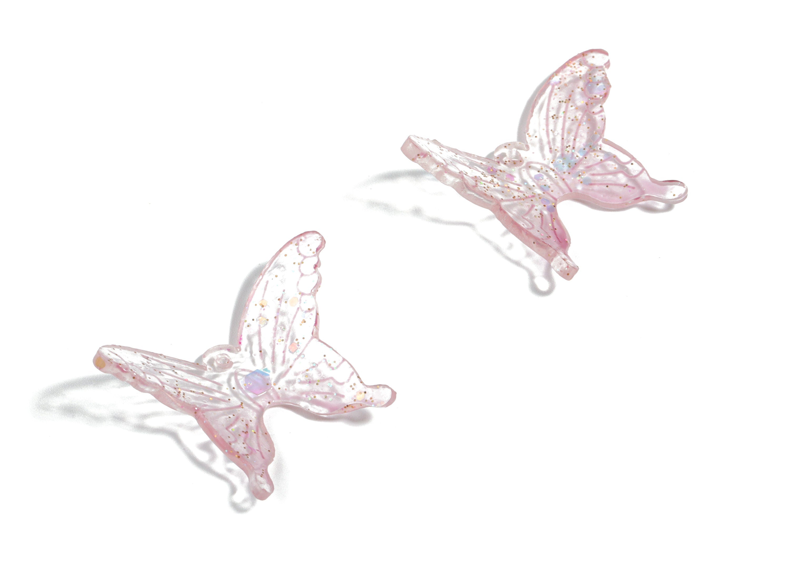 Acrylic Butterfly Earring Charms - Pink Butterfly Pendant - Earring Findings - Jewelry Supplies - 31.22x22.21x2.49mm - AC1919D - DOMEDBAZAAR