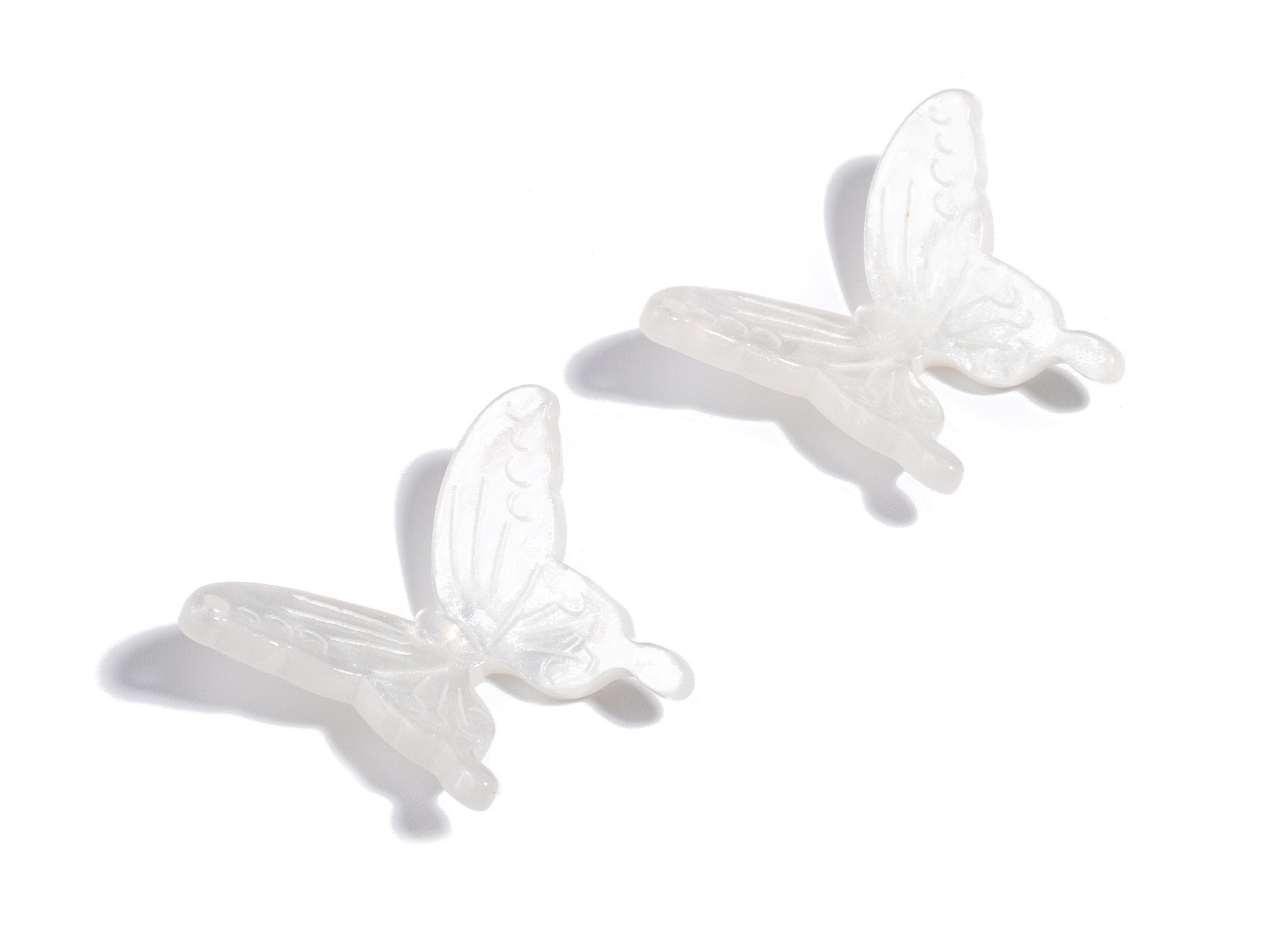 Acrylic Butterfly Earring Charms - White Butterfly Pendant - Earring Findings - Jewellery Supplies - 32.01x22.79x2.52mm - AC1920B - DOMEDBAZAAR