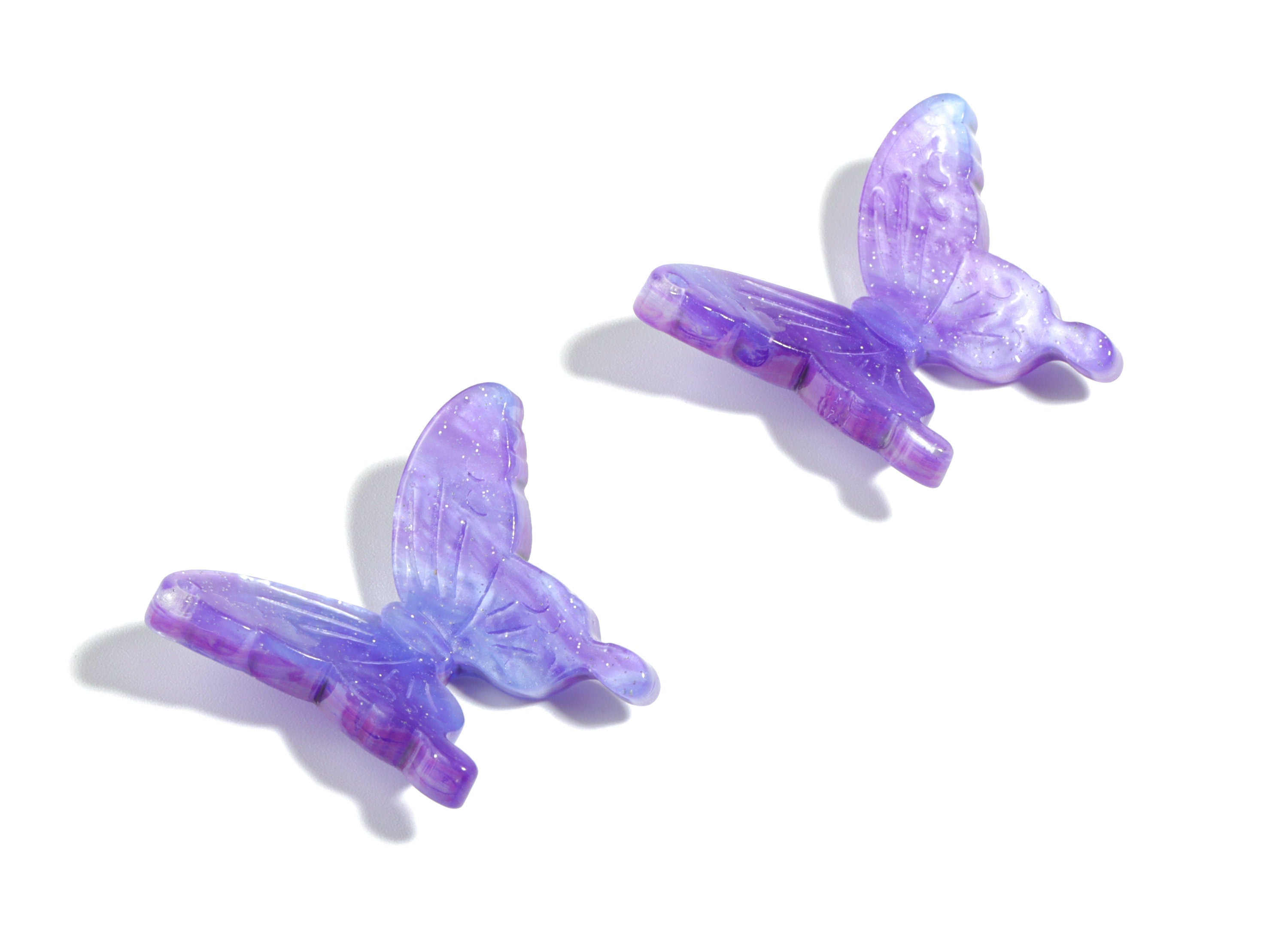 Acrylic Butterfly Earring Charms - Blue Butterfly Pendant - Earring Findings - Jewelry Supplies - 32.01x22.79x2.52mm - AC1920C - DOMEDBAZAAR