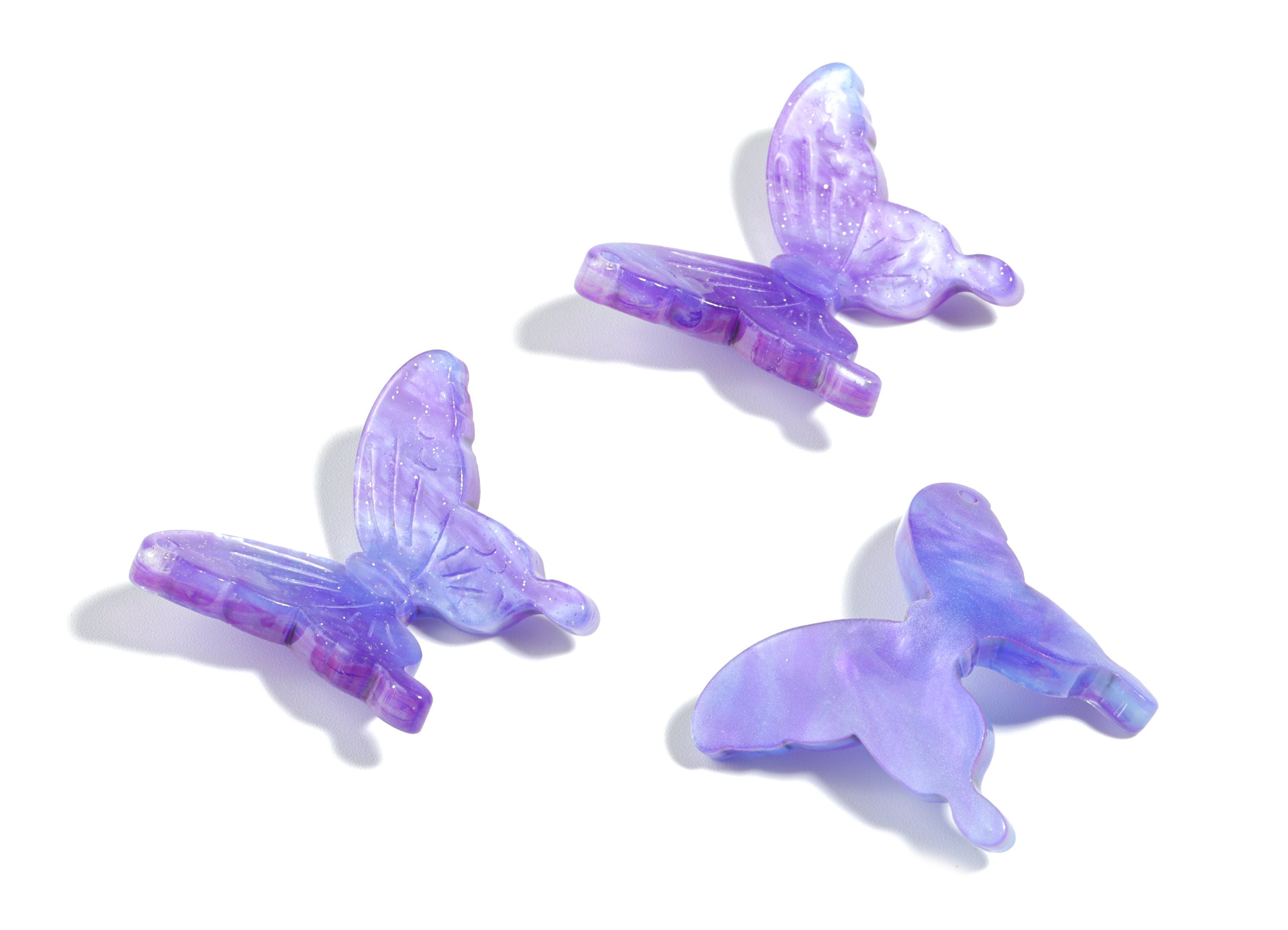 Acrylic Butterfly Earring Charms - Blue Butterfly Pendant - Earring Findings - Jewelry Supplies - 32.01x22.79x2.52mm - AC1920C - DOMEDBAZAAR