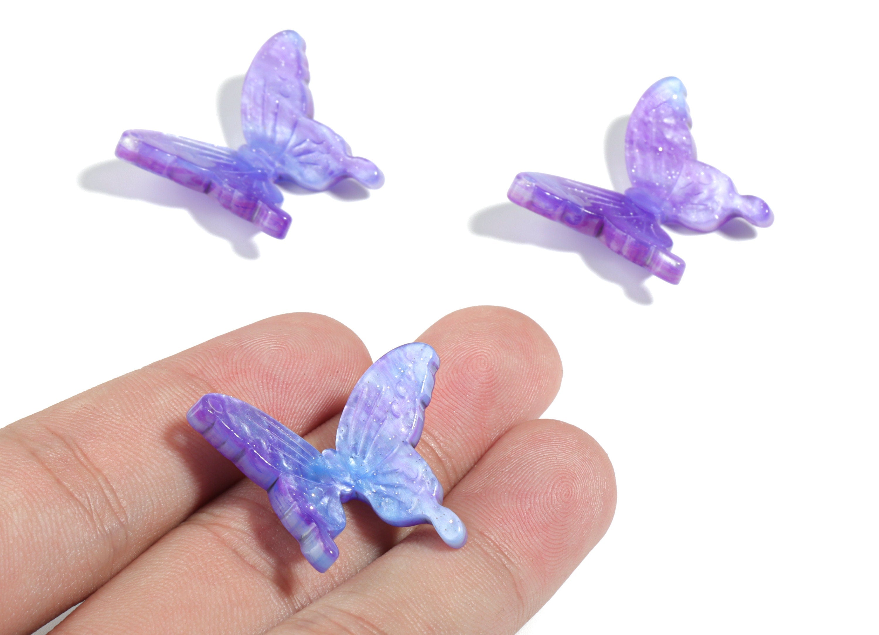 Acrylic Butterfly Earring Charms - Blue Butterfly Pendant - Earring Findings - Jewelry Supplies - 32.01x22.79x2.52mm - AC1920C - DOMEDBAZAAR