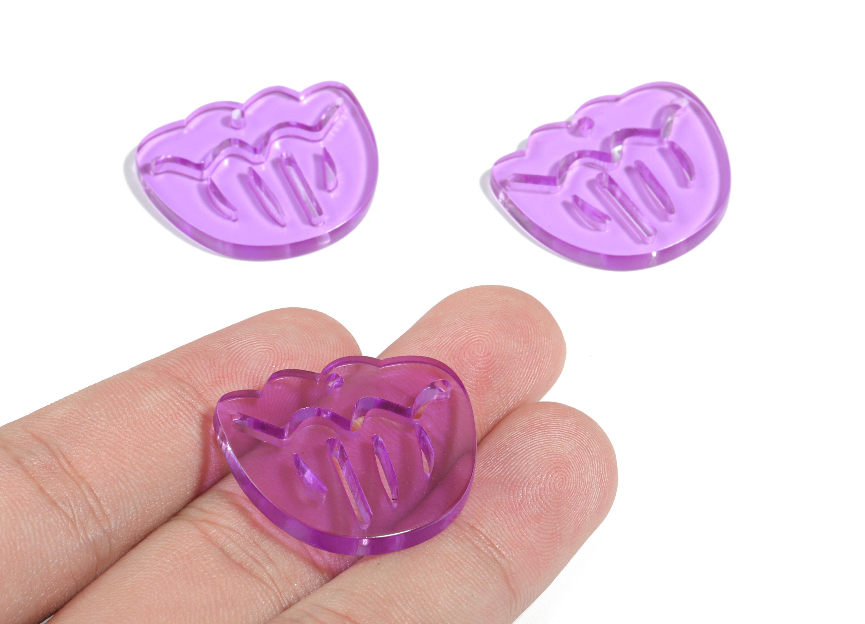 Acrylic Geometric Earring Charm - Purple Wavy Earrings - Earring Findings - Jewelry Supplies - Color Code:A480 - 28.86x24.4x2.88mm - AC1922C - DOMEDBAZAAR