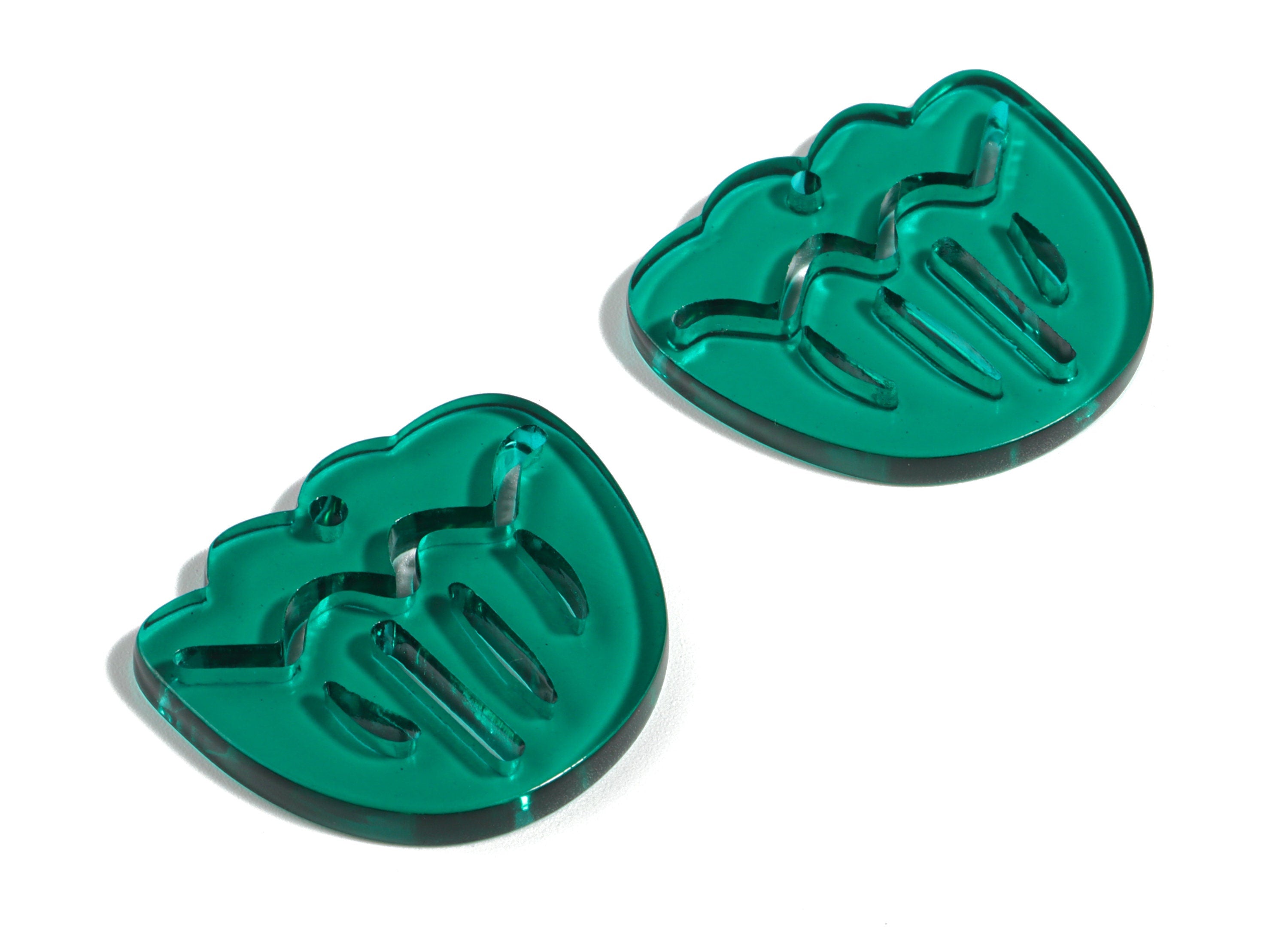 Acrylic Geometric Earring Charm - Green Wavy Earrings - Earring Findings - Jewelry Supplies - Color Code:A463 - 28.86x24.37x2.88mm - AC1922D - DOMEDBAZAAR