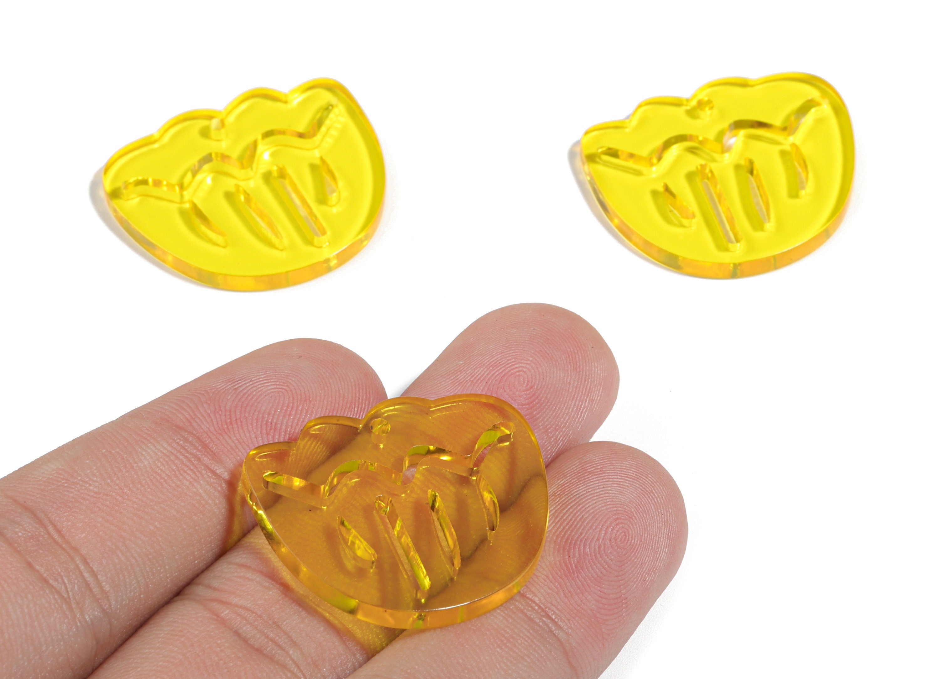 Acrylic Geometric Earring Charm - Yellow Wavy Earrings - Earring Findings - Jewelry Supplies - Color Code:A481 - 28.86x24.4x2.88mm - AC1922E - DOMEDBAZAAR