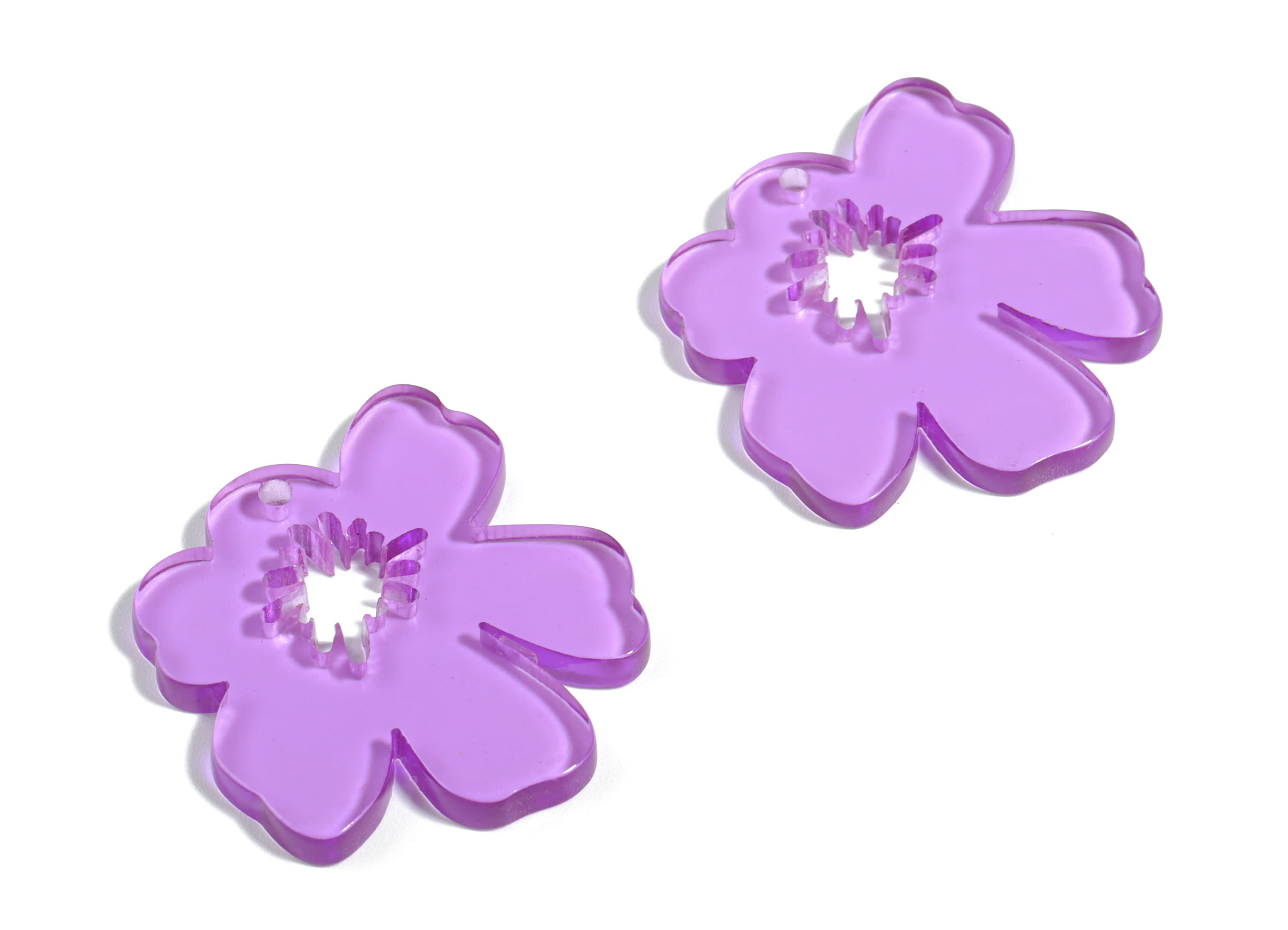 Acrylic Splash Earring Charm - Purple Flower Earrings - Earring Findings - Jewelry Supplies - Color Code:A480 - 34.77x30.41x2.86mm - AC1923B - DOMEDBAZAAR