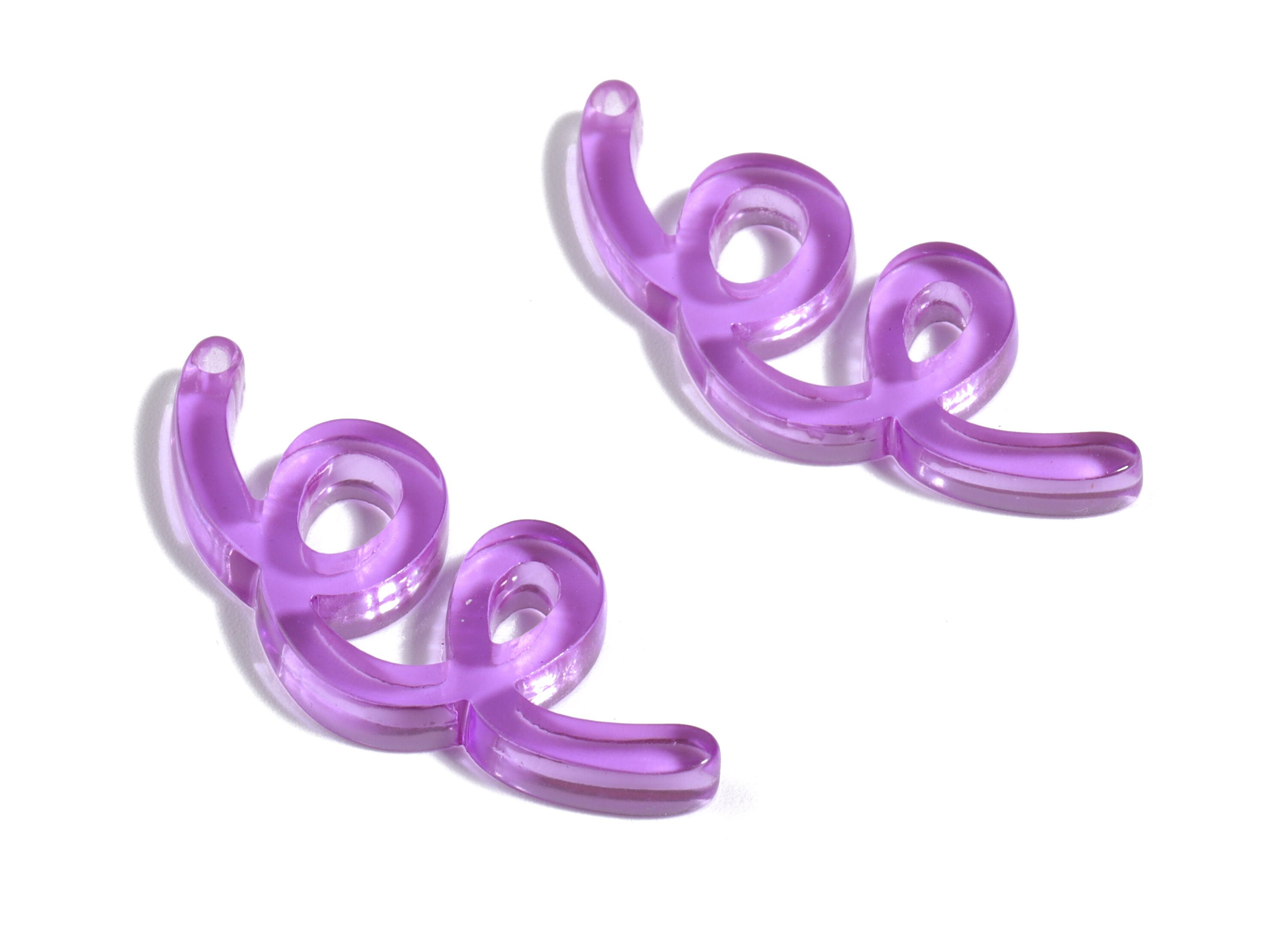 Acrylic Wavy Earring Connector - Purple Knot Earring Charms - Jewelry Supplies - Color Code:A480 - 31.76x13.04x2.86mm - AC1924A - DOMEDBAZAAR