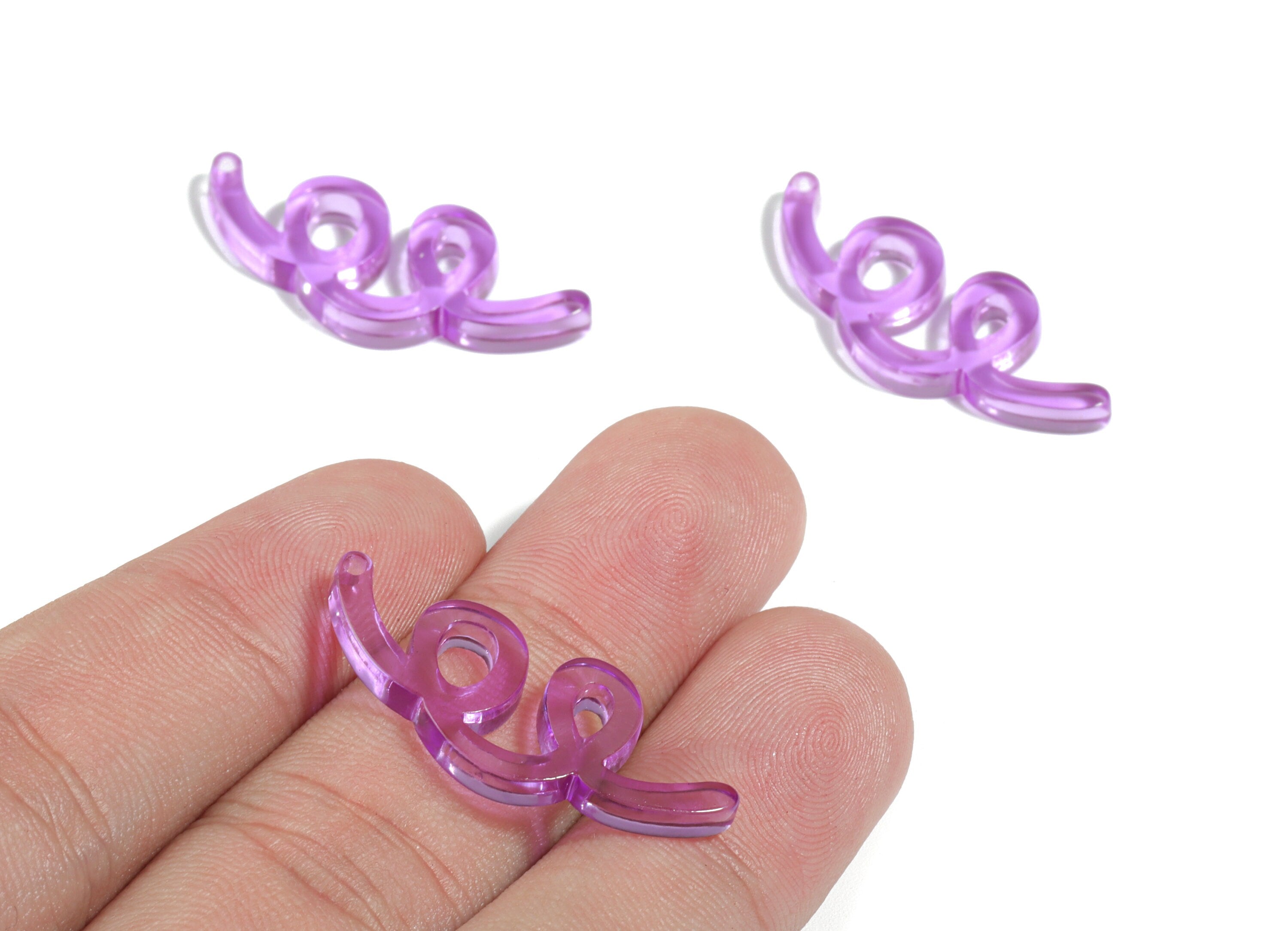 Acrylic Wavy Earring Connector - Purple Knot Earring Charms - Jewelry Supplies - Color Code:A480 - 31.76x13.04x2.86mm - AC1924A - DOMEDBAZAAR
