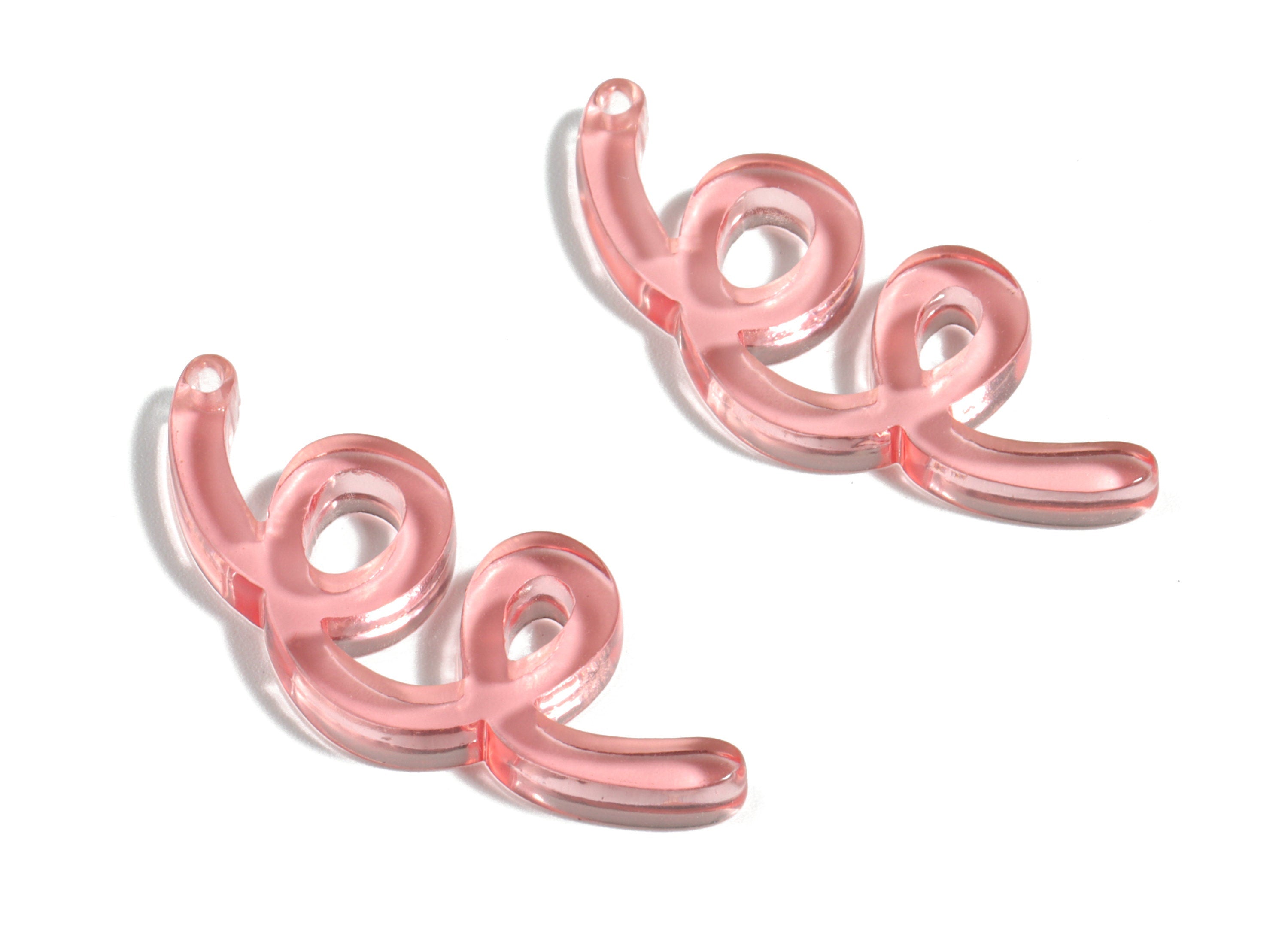 Acrylic Wavy Earring Connector - Pink Knot Earring Charms - Jewelry Supplies - Color Code:A465 - 31.76x13.04x2.86mm - AC1924B - DOMEDBAZAAR