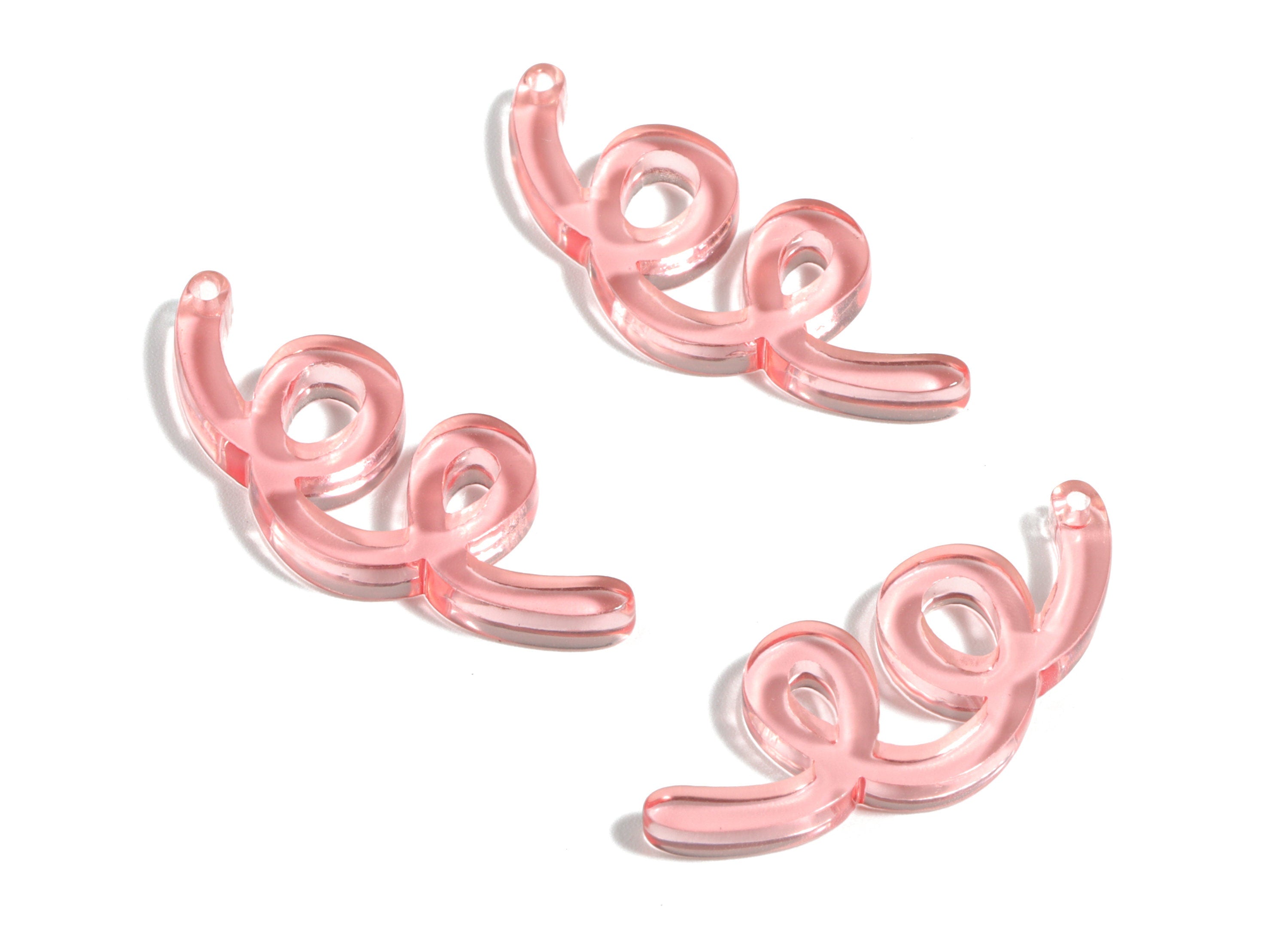 Acrylic Wavy Earring Connector - Pink Knot Earring Charms - Jewelry Supplies - Color Code:A465 - 31.76x13.04x2.86mm - AC1924B - DOMEDBAZAAR