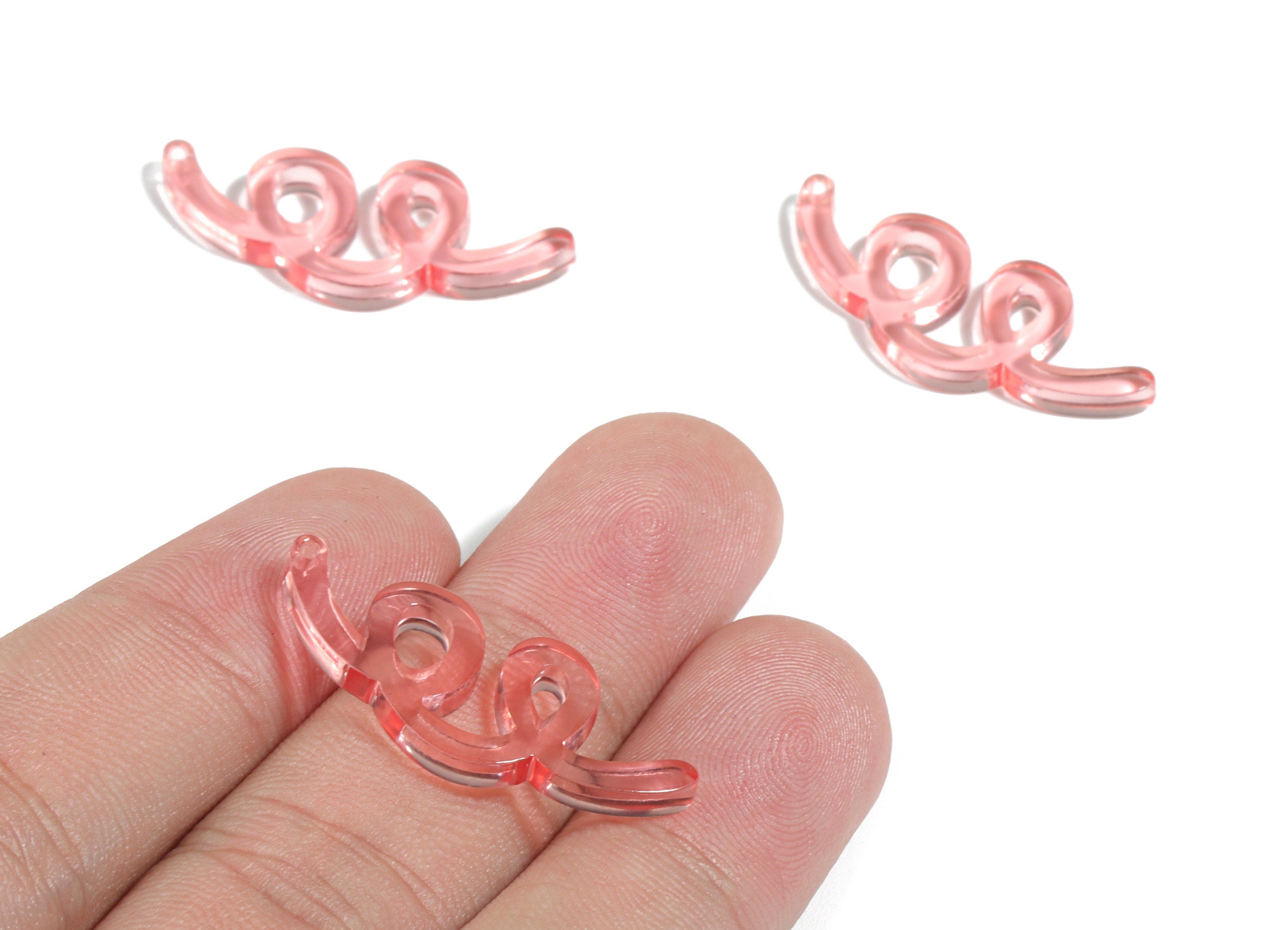 Acrylic Wavy Earring Connector - Pink Knot Earring Charms - Jewelry Supplies - Color Code:A465 - 31.76x13.04x2.86mm - AC1924B - DOMEDBAZAAR