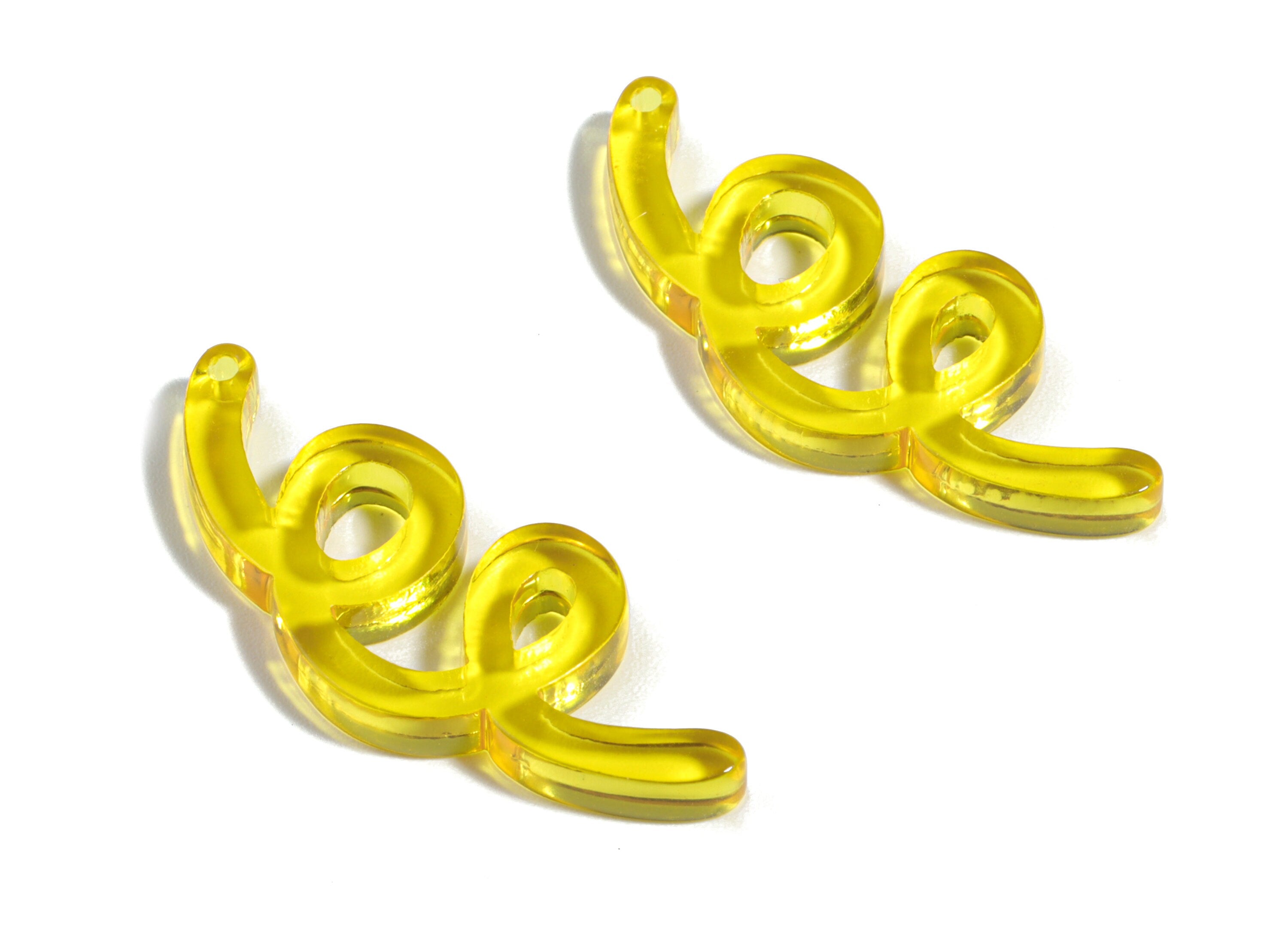 Acrylic Wavy Earring Connector - Yellow Knot Earring Charms - Jewelry Supplies - Color Code:A481 - 31.76x13.04x2.86mm - AC1924C - DOMEDBAZAAR