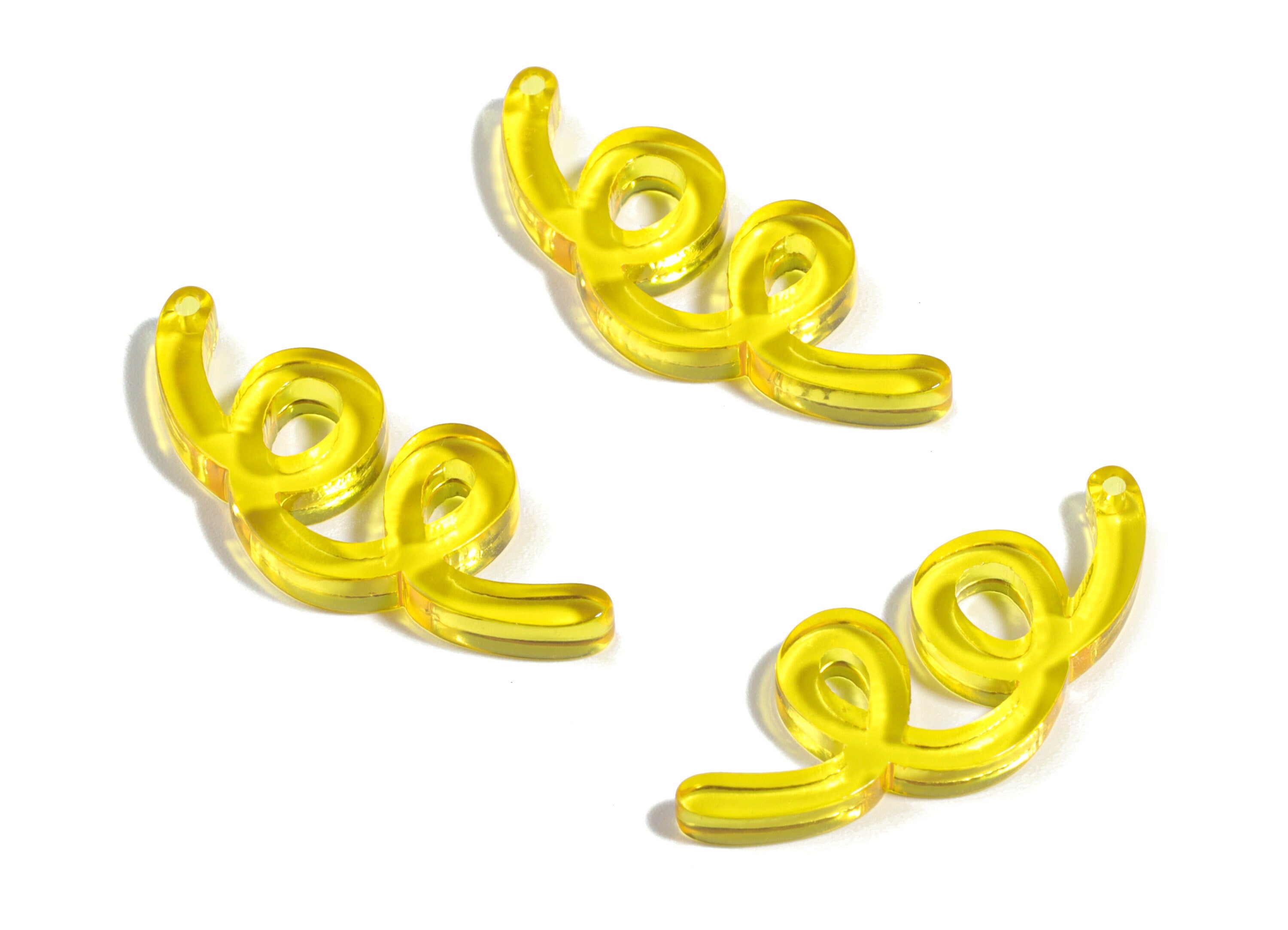 Acrylic Wavy Earring Connector - Yellow Knot Earring Charms - Jewelry Supplies - Color Code:A481 - 31.76x13.04x2.86mm - AC1924C - DOMEDBAZAAR