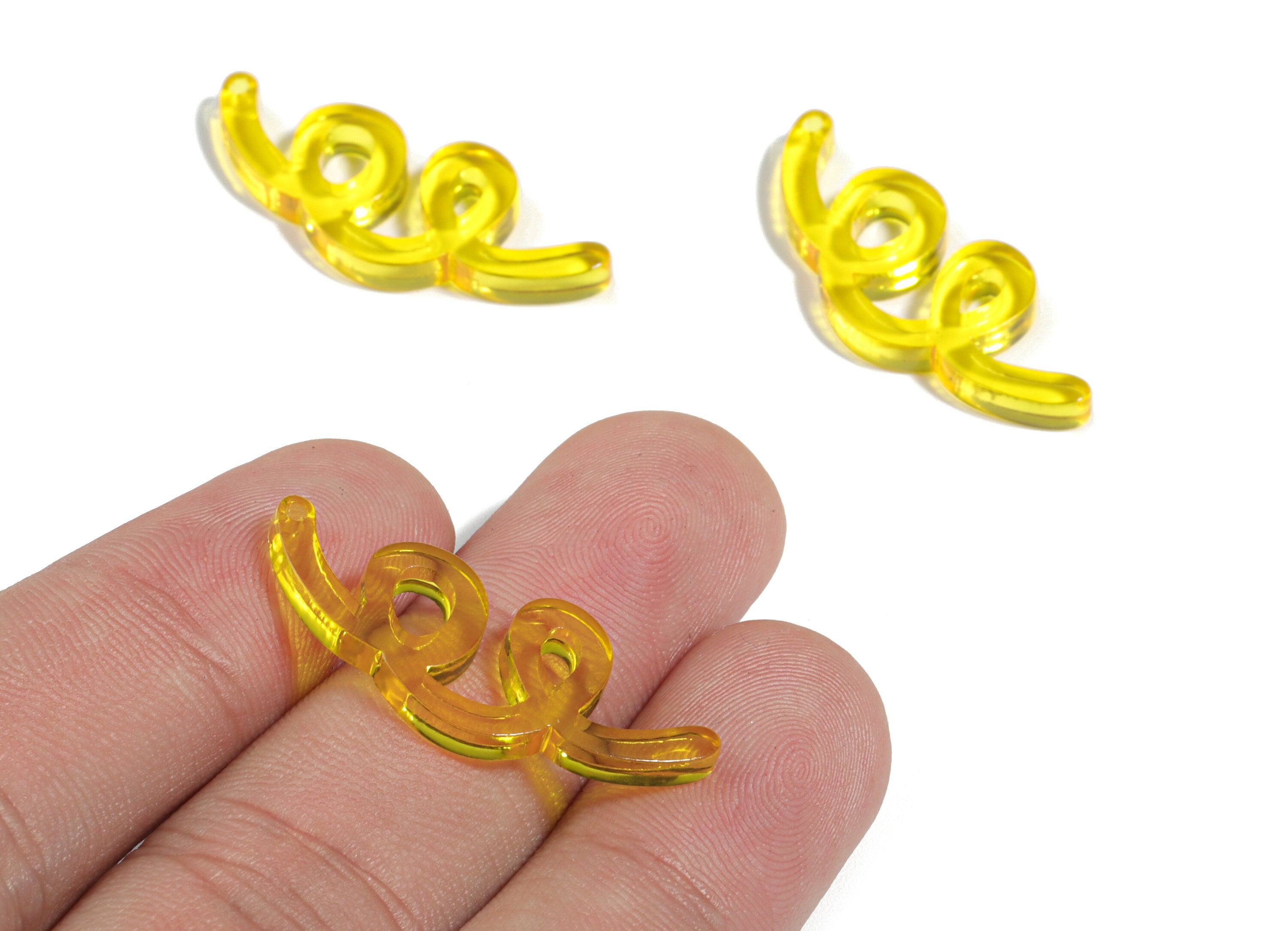 Acrylic Wavy Earring Connector - Yellow Knot Earring Charms - Jewelry Supplies - Color Code:A481 - 31.76x13.04x2.86mm - AC1924C - DOMEDBAZAAR