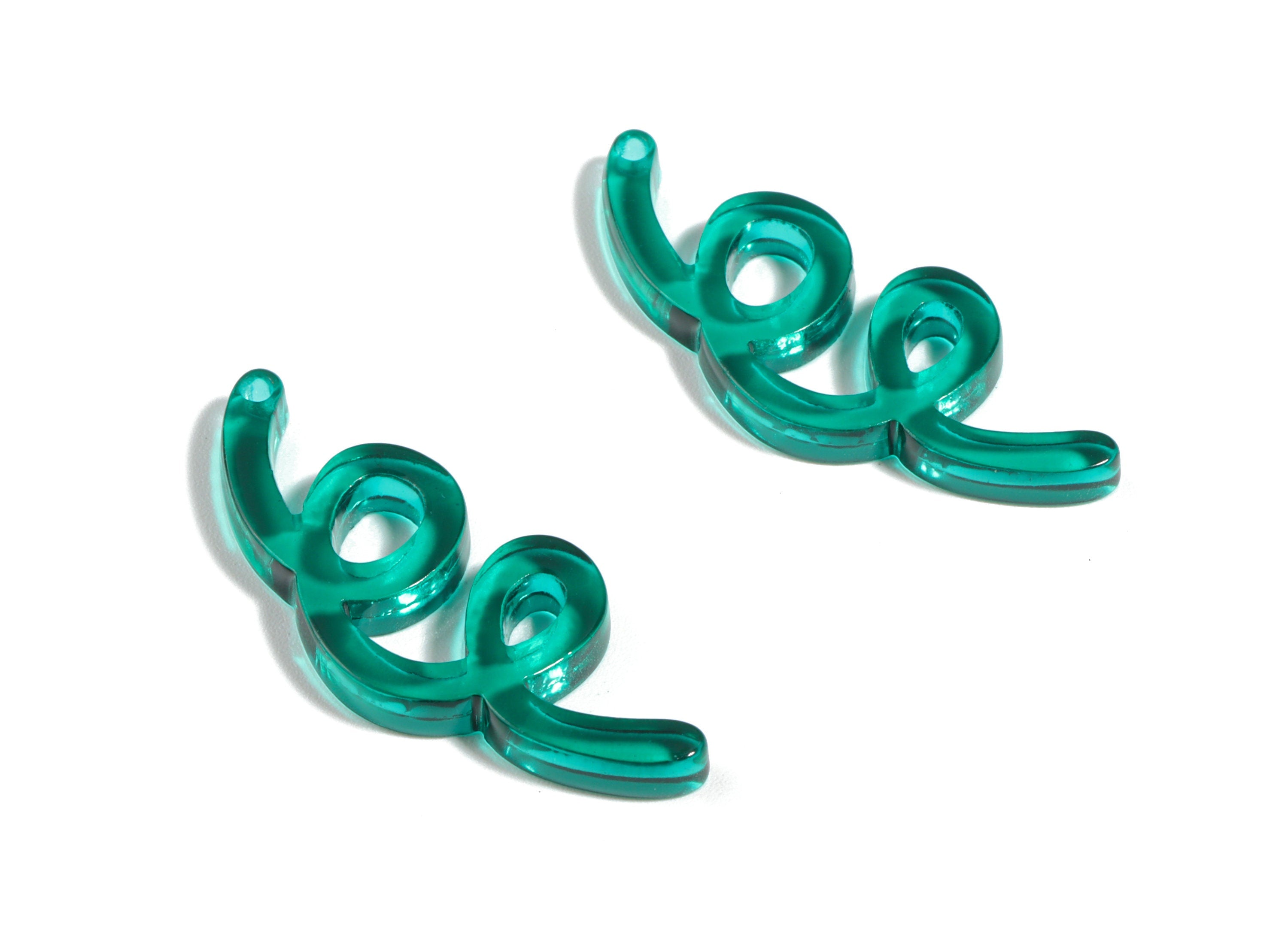 Acrylic Wavy Earring Connector - Green Knot Earring Charms - Jewelry Supplies - Color Code:A463 - 31.76x13.04x2.86mm - AC1924D - DOMEDBAZAAR