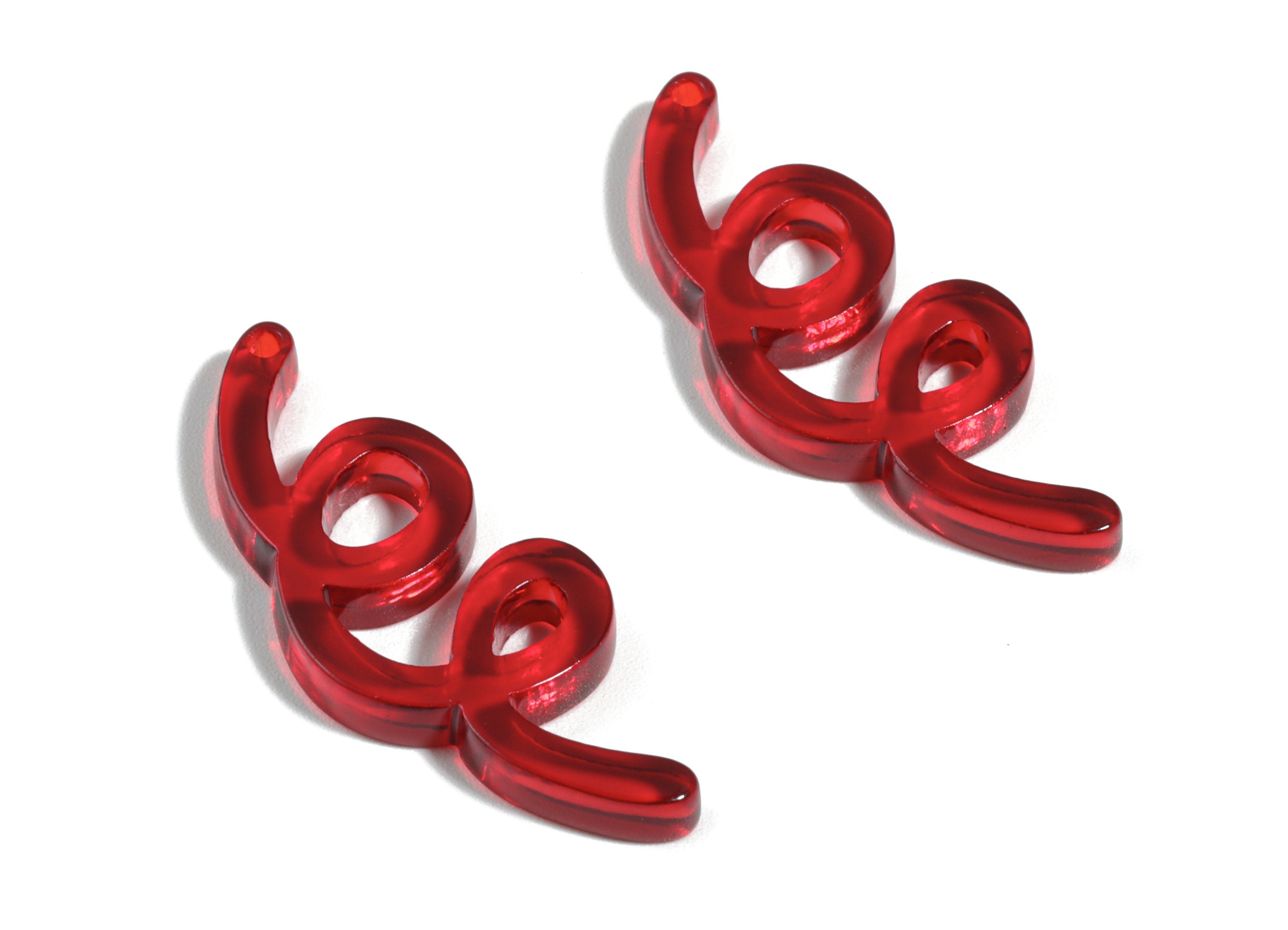 Acrylic Wavy Earring Connector - Red Knot Earring Charms - Jewelry Supplies - Color Code:A479 - 31.76x13.04x2.86mm - AC1924E - DOMEDBAZAAR
