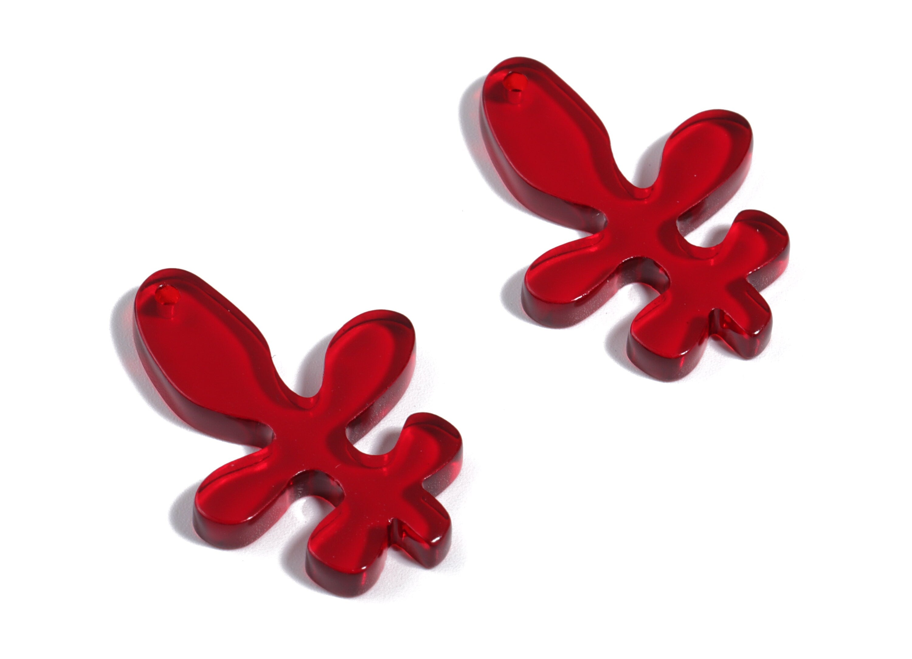 Acrylic Splash Earring Charms - Red Splash Charm - Earring Findings - Jewelry Supplies - Color Code:A479 - 29.79x22.05x3.03mm - AC1925B - DOMEDBAZAAR