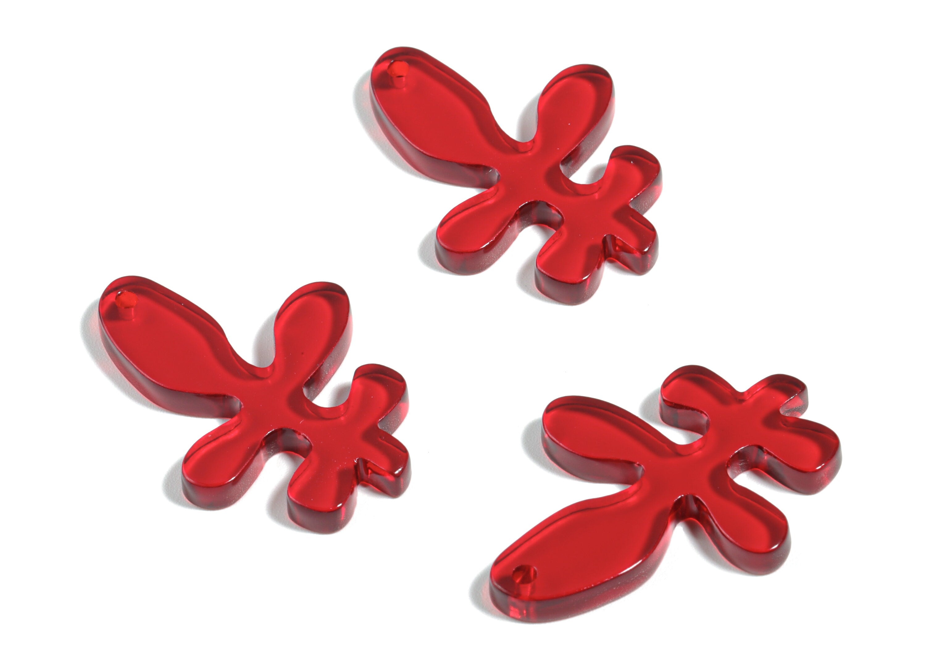 Acrylic Splash Earring Charms - Red Splash Charm - Earring Findings - Jewelry Supplies - Color Code:A479 - 29.79x22.05x3.03mm - AC1925B - DOMEDBAZAAR