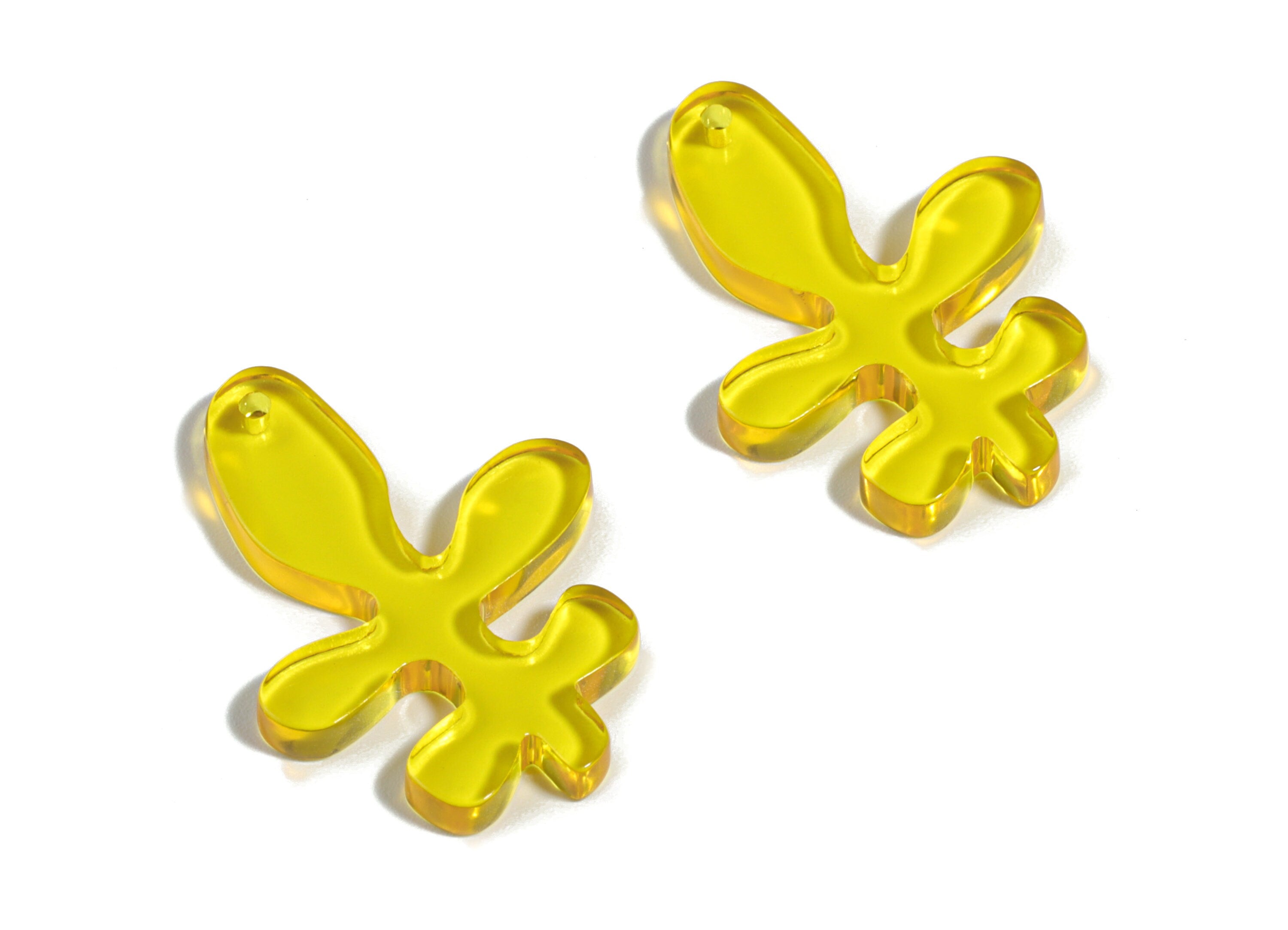 Acrylic Splash Earring Charms - Yellow Splash Charm - Earring Findings - Jewelry Supplies - Color Code:A481 - 29.79x22.05x3.03mm - AC1925C - DOMEDBAZAAR