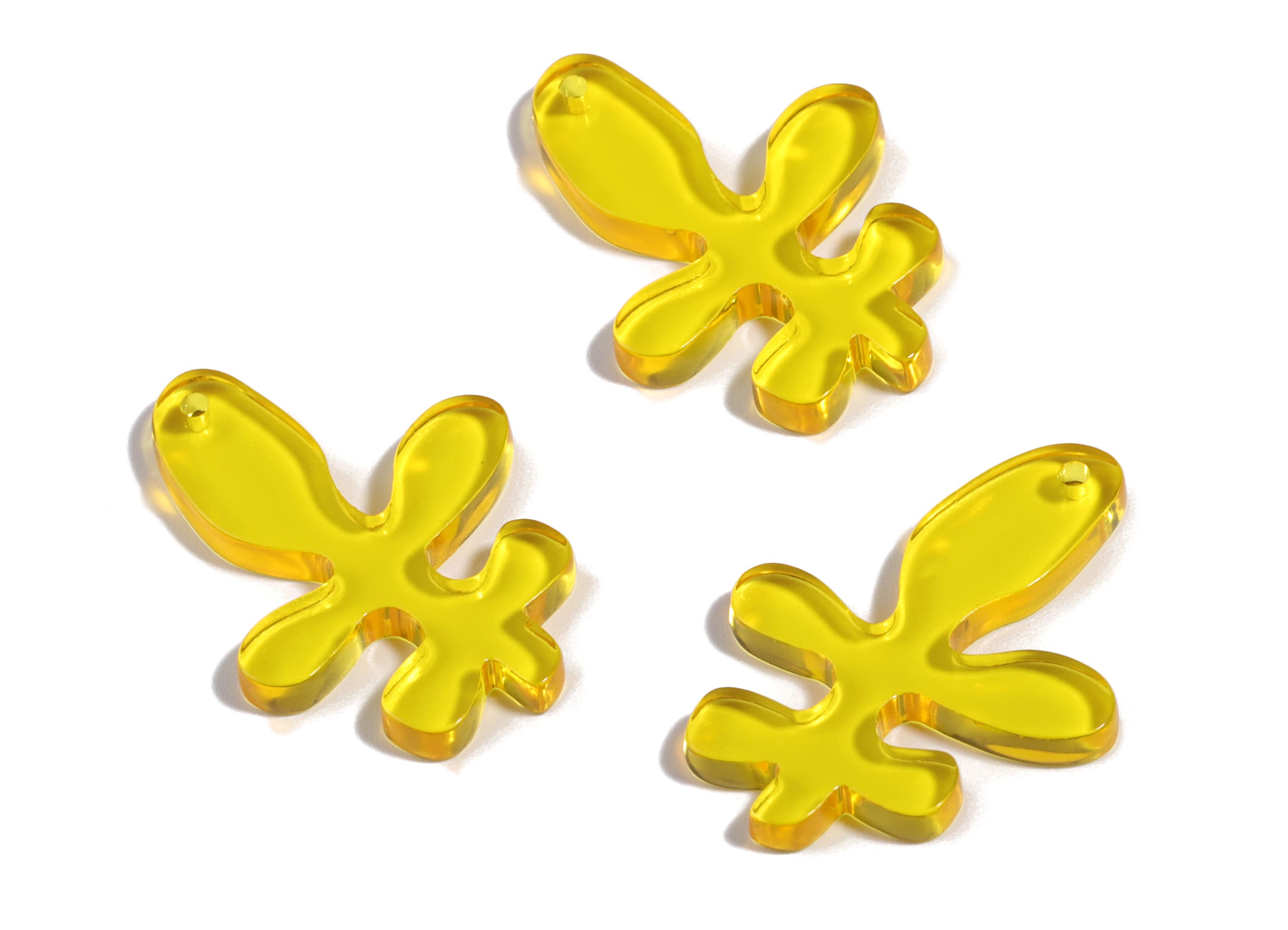 Acrylic Splash Earring Charms - Yellow Splash Charm - Earring Findings - Jewelry Supplies - Color Code:A481 - 29.79x22.05x3.03mm - AC1925C - DOMEDBAZAAR