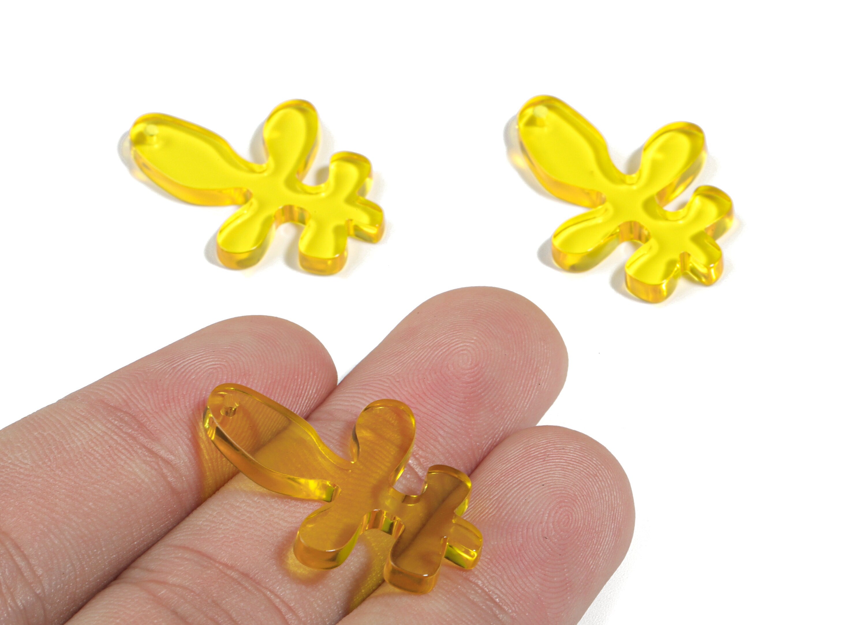 Acrylic Splash Earring Charms - Yellow Splash Charm - Earring Findings - Jewelry Supplies - Color Code:A481 - 29.79x22.05x3.03mm - AC1925C - DOMEDBAZAAR