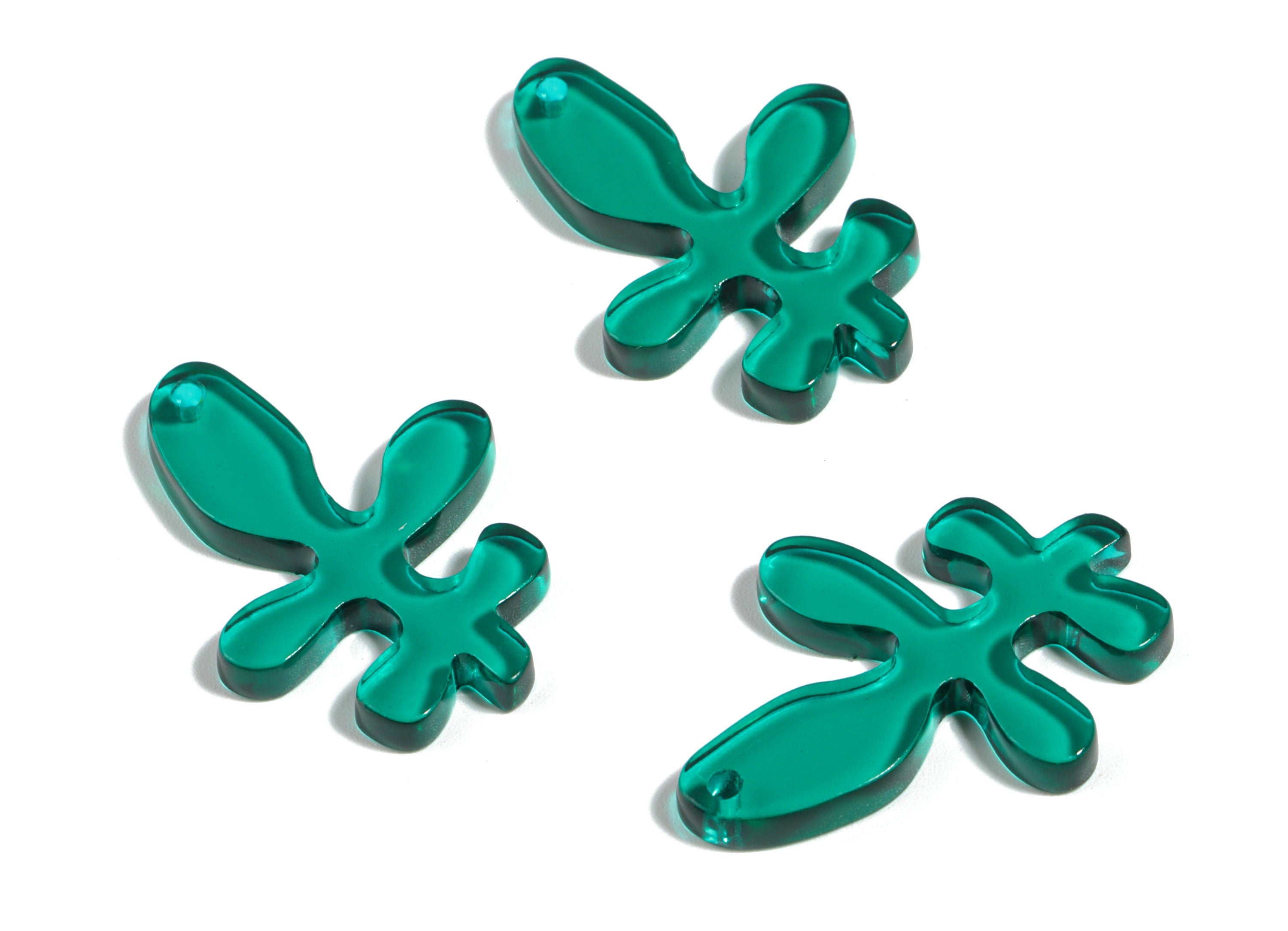 Acrylic Splash Earring Charms - Green Splash Charm - Earring Findings - Jewelry Supplies - Color Code:A463 - 29.79x22.05x3.03mm - AC1925D - DOMEDBAZAAR