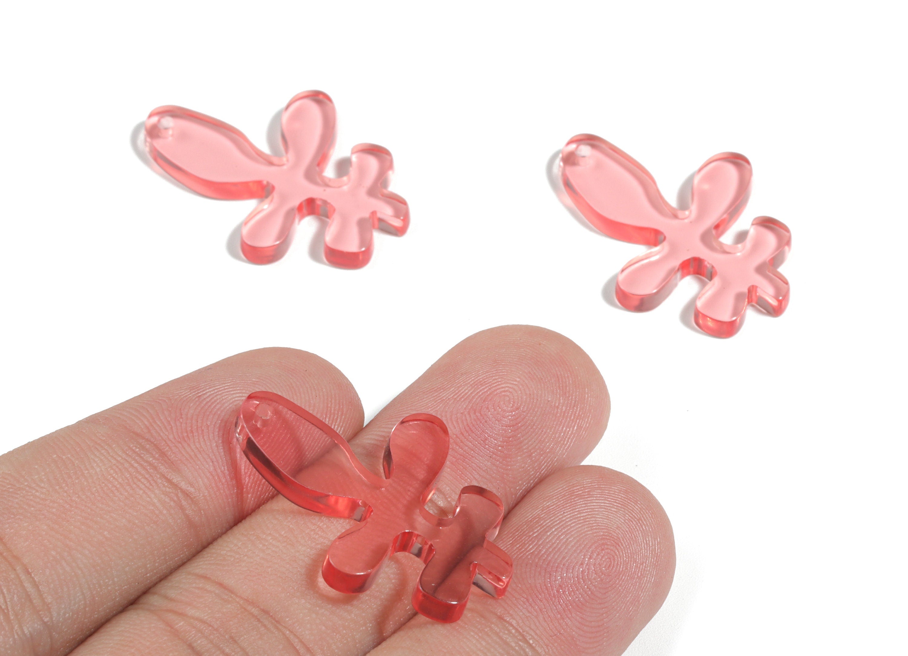 Acrylic Splash Earring Charms - Pink Splash Charm - Earring Findings - Jewelry Supplies - Color Code:A465 - 29.79x22.05x3.03mm - AC1925E - DOMEDBAZAAR