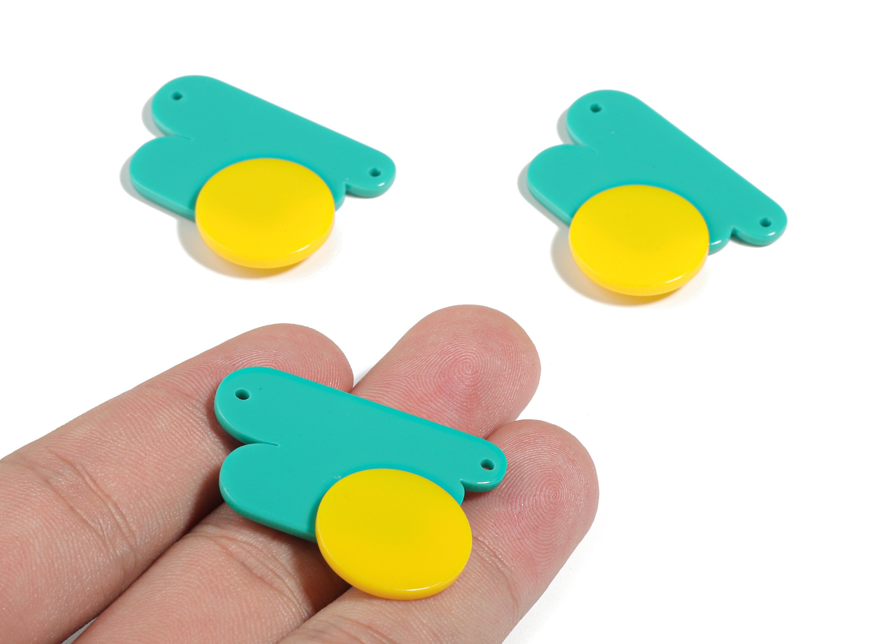 Acrylic Geometric Charms - Round Earring and Pandant - Earring Findings - Jewelry Supplies - 34.56x27.83x4.76mm - AC1911 - DOMEDBAZAAR