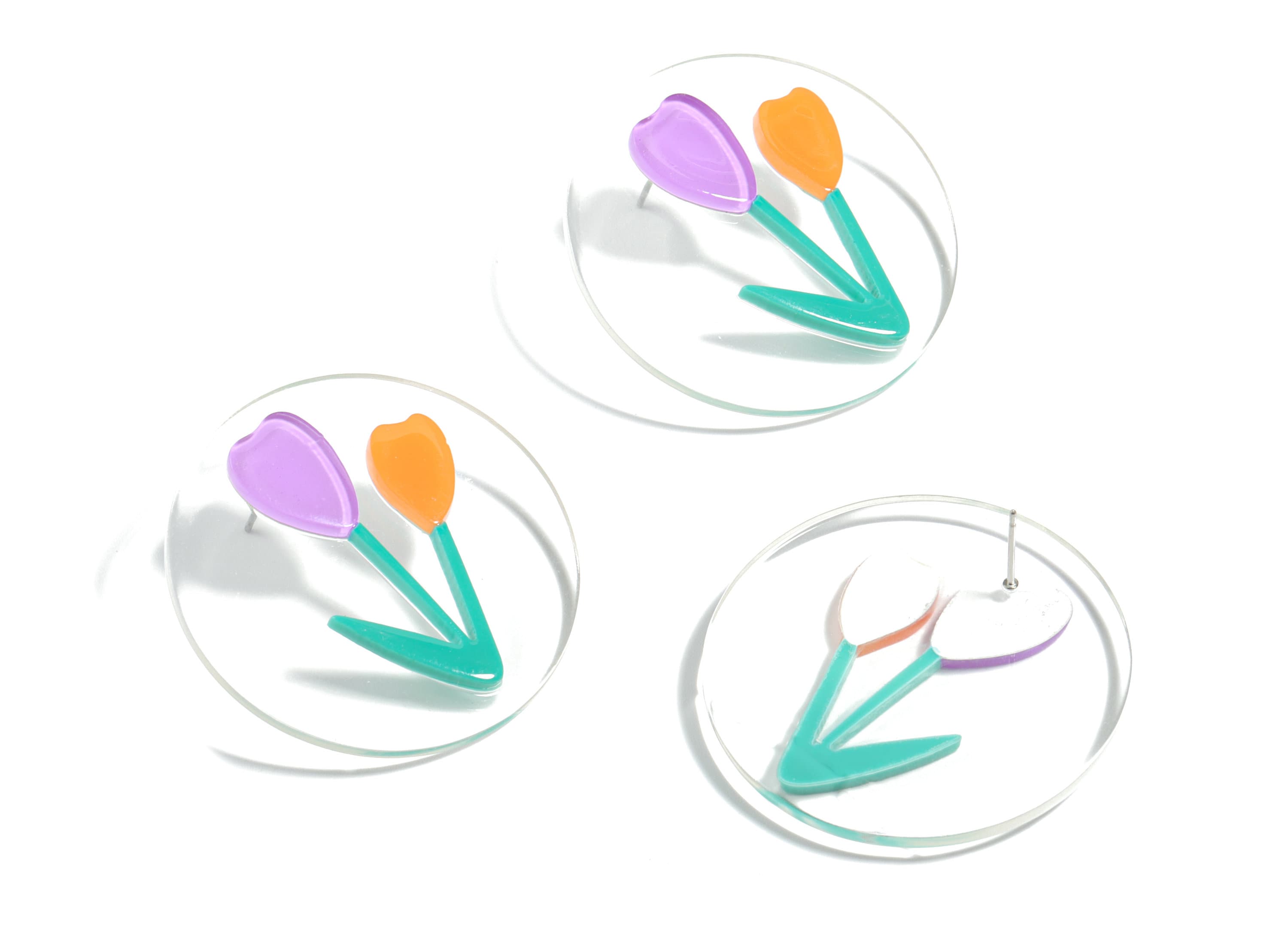 Acrylic Tulip Earring Stud - Flower Earring Post - Earring Post - Jewelry Supplies - 39.84x39.84x4.22mm - AC1903 - DOMEDBAZAAR